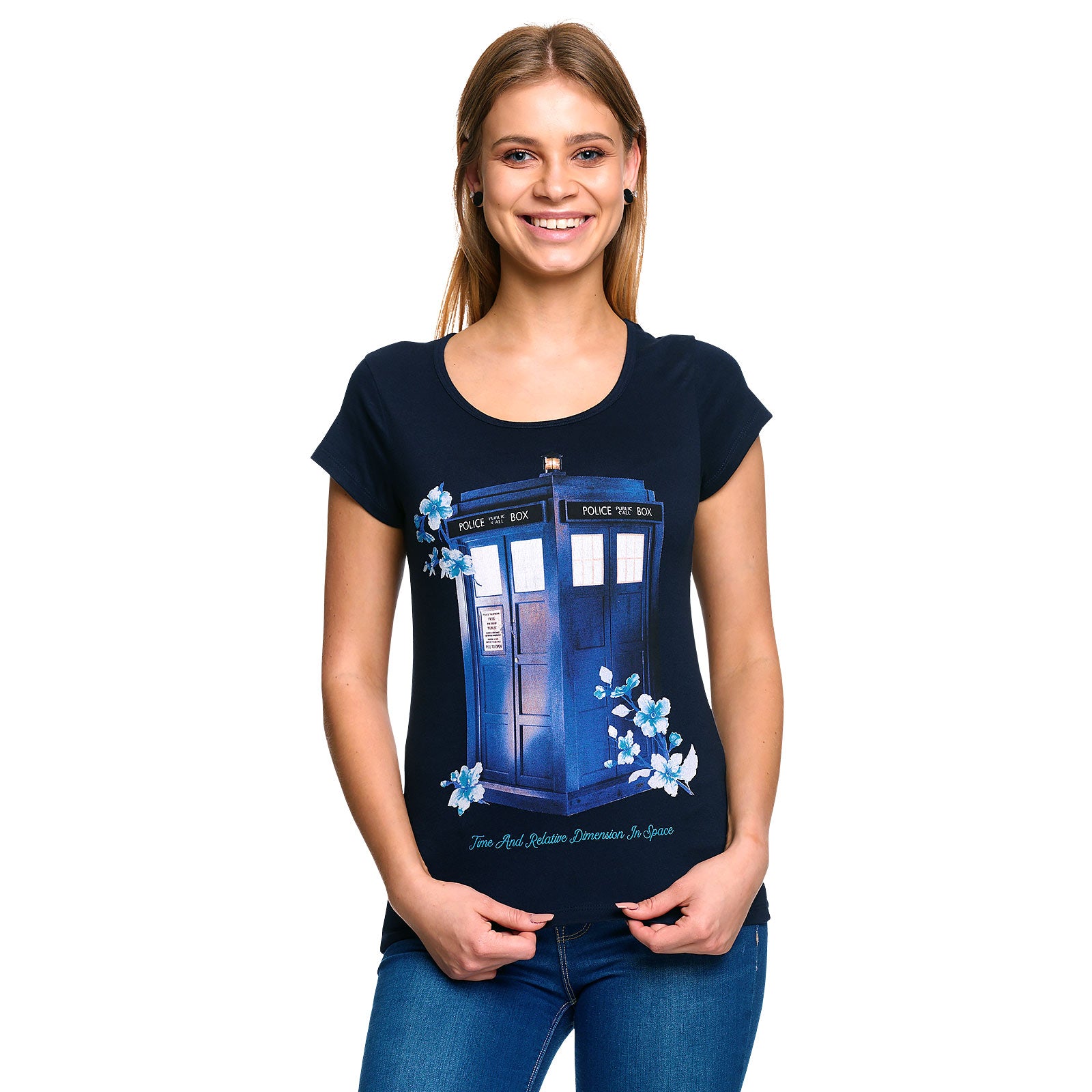 Produktbild Doctor Who - Floral Tardis T-Shirt Damen blau