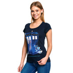 Produktbild Doctor Who - Floral Tardis T-Shirt Damen blau