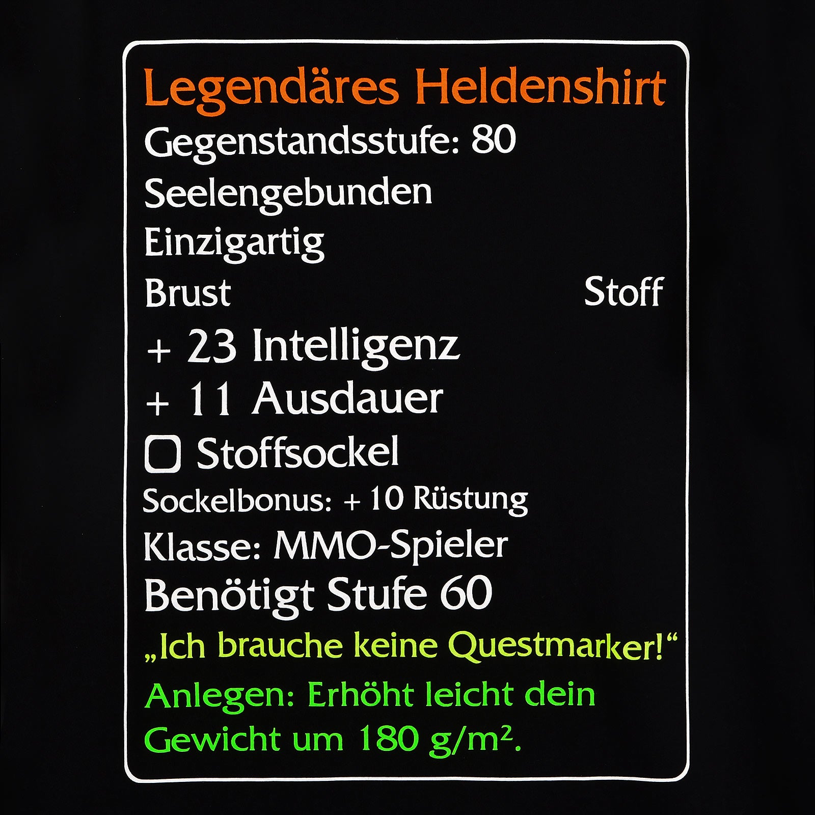 Produktbild Level-60-Item Legendäres Helden Classic T-Shirt schwarz