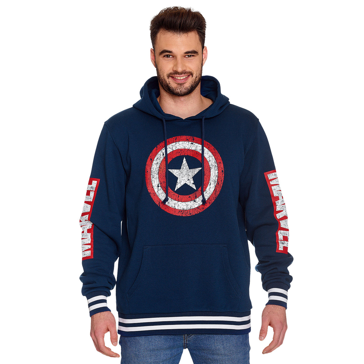 Produktbild Captain America - Shield Distressed Logo Hoodie blau