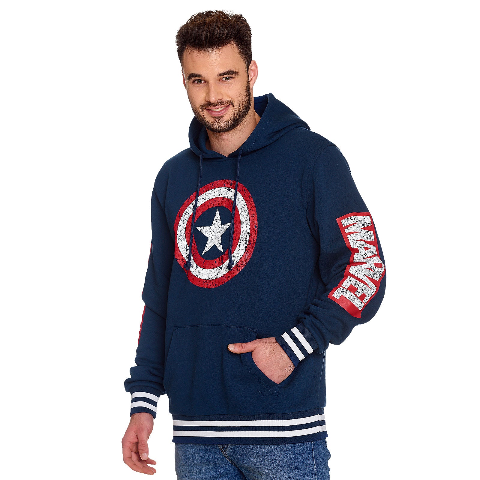 Produktbild Captain America - Shield Distressed Logo Hoodie blau