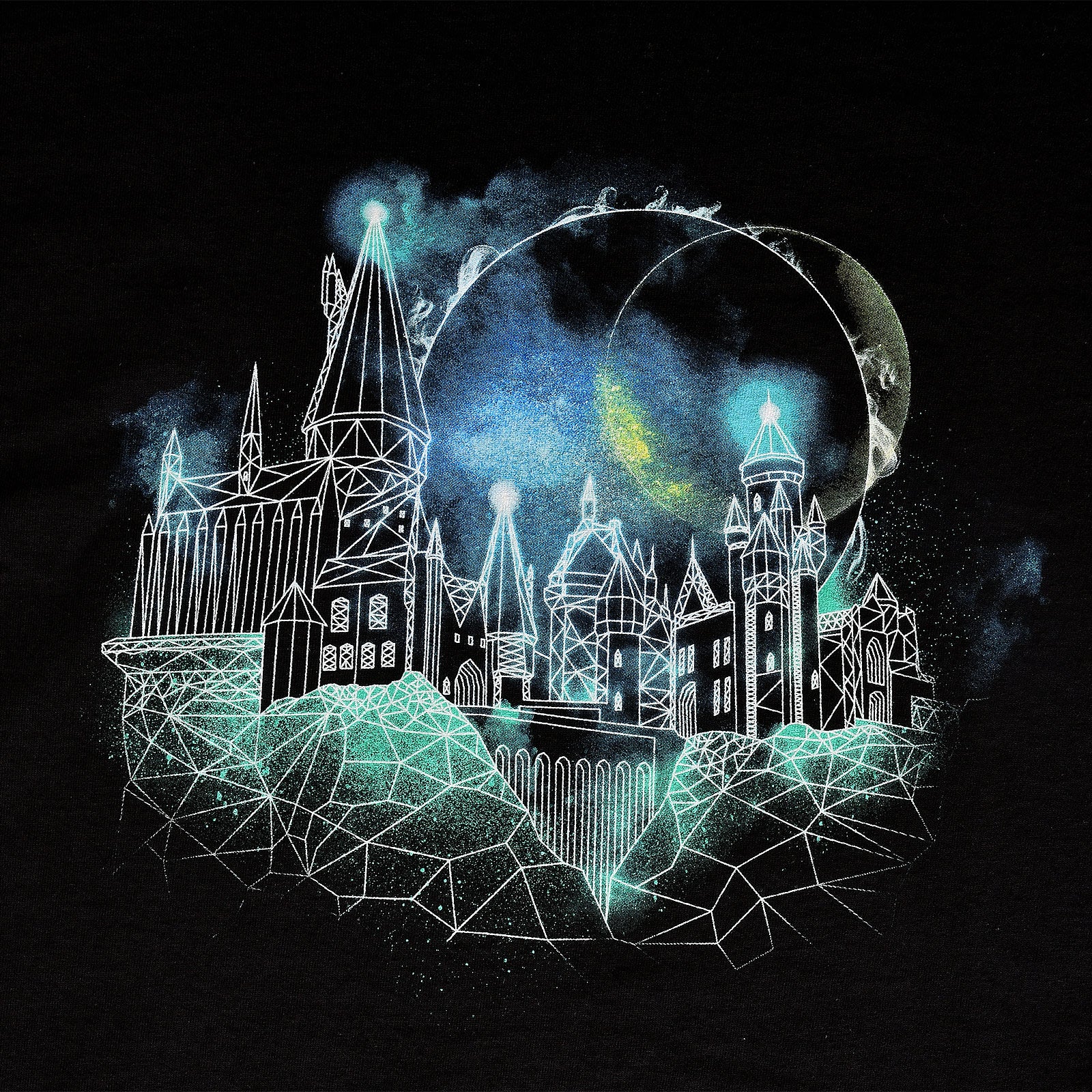 Produktbild Harry Potter - Hogwarts at Night Sketch T-Shirt schwarz