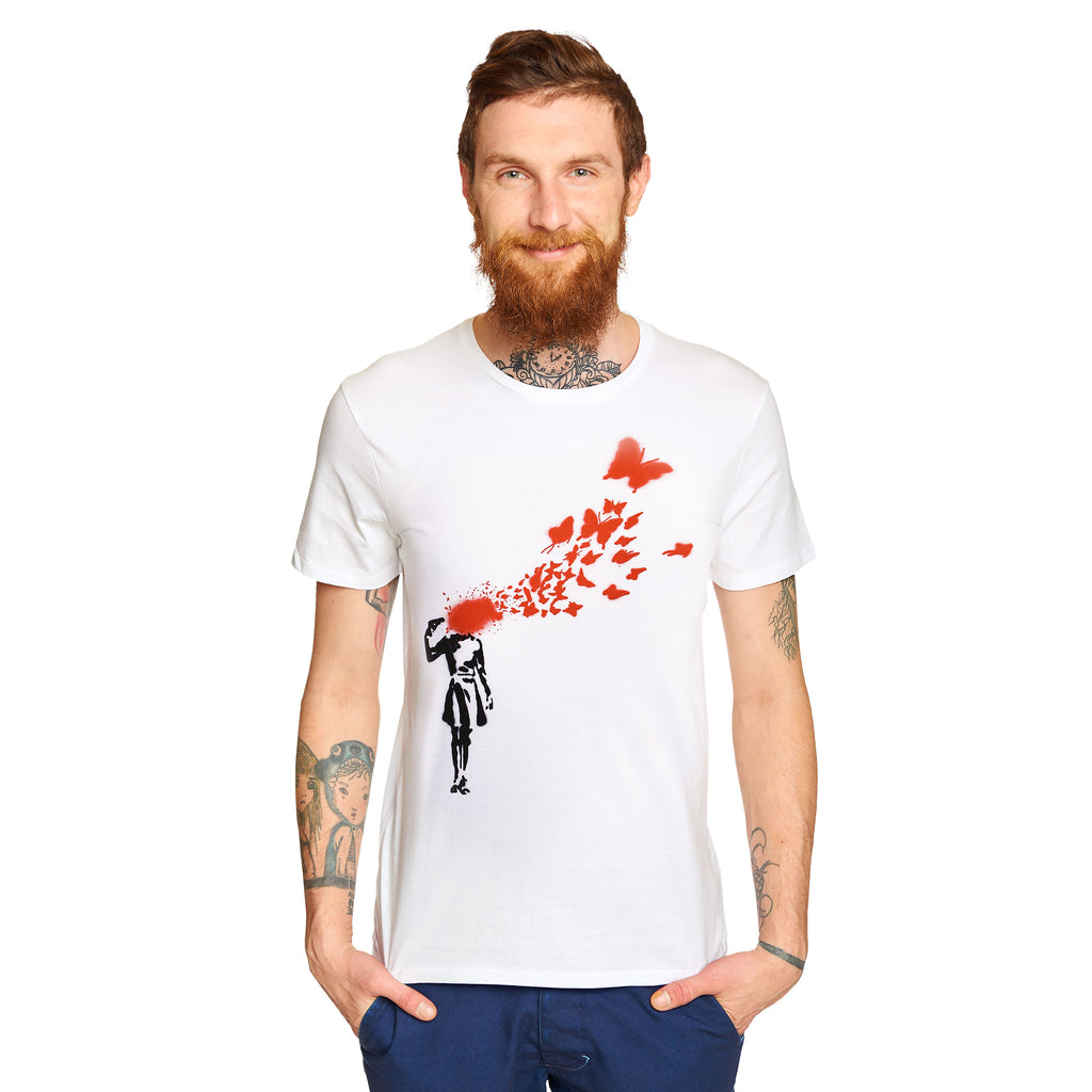 Produktbild Banksy - Girl and Butterflies T-Shirt weiß