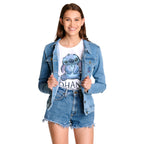 Produktbild Lilo & Stitch - Flowers Jeansjacke Damen blau