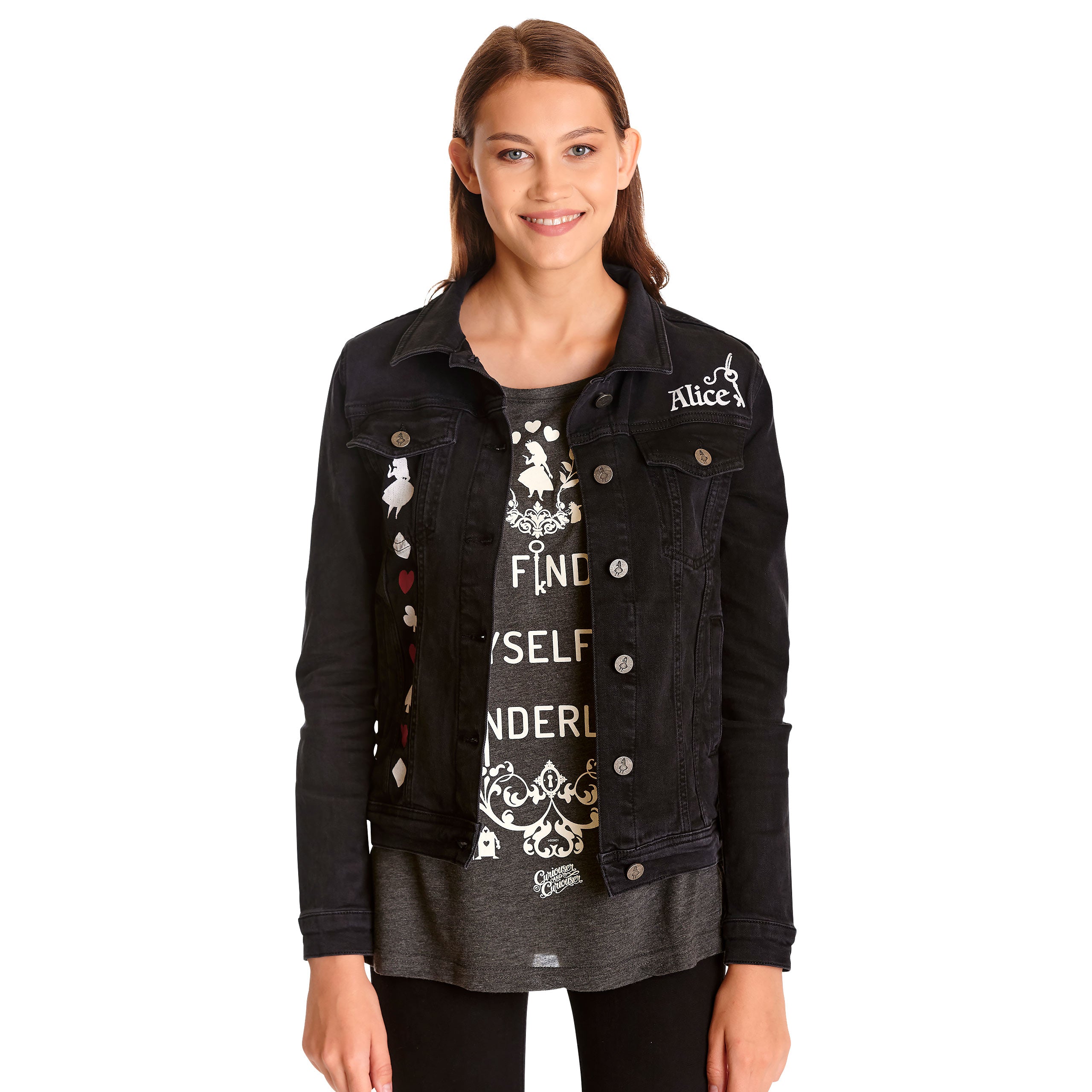 Produktbild Alice im Wunderland - Jeansjacke Damen schwarz