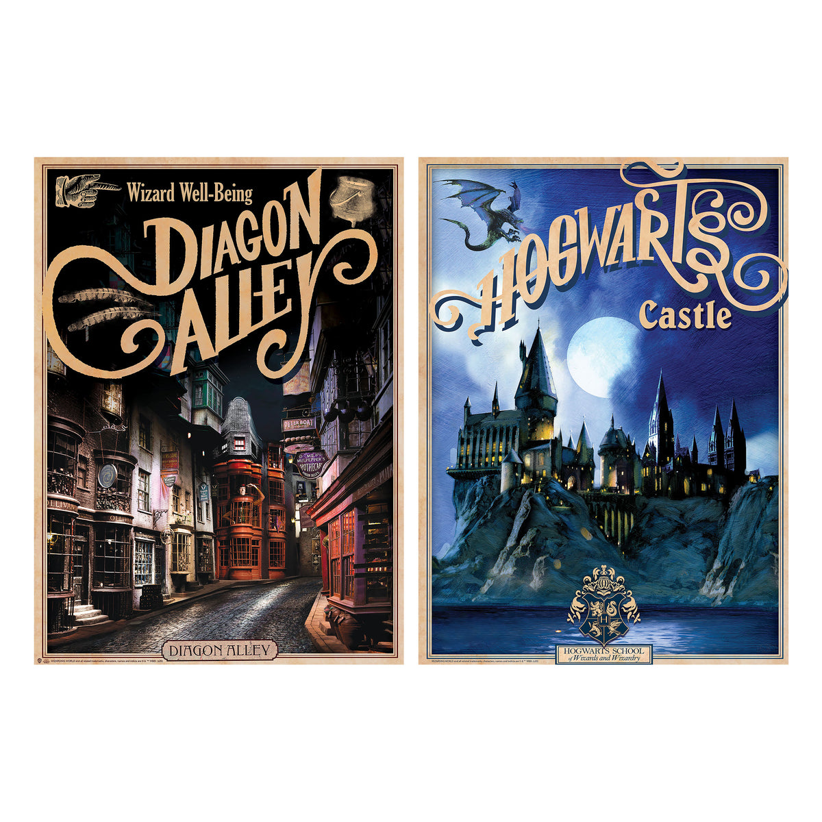 Product image Harry Potter - Hogwarts Castle & Diagon Alley Poster 2-piece set