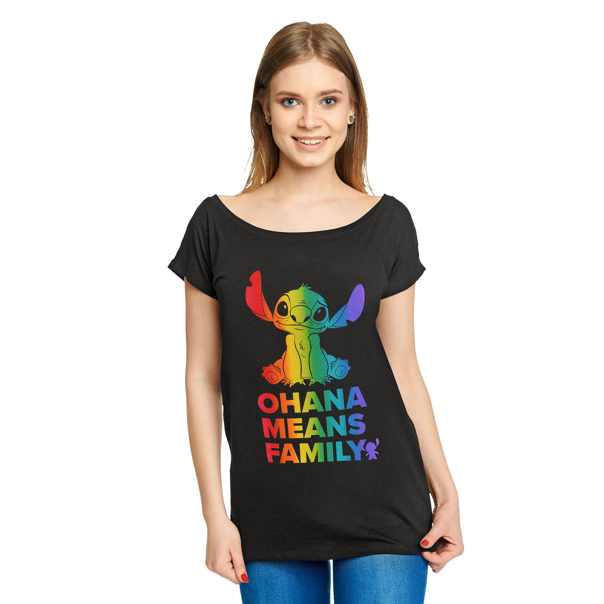 Produktbild Lilo & Stitch - Ohana Rainbow Pride T-Shirt Damen Loose Fit