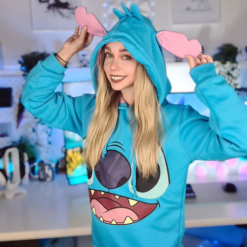 Produktbild Lilo & Stitch - Stitch Damen Hoodie mit Ohren blau