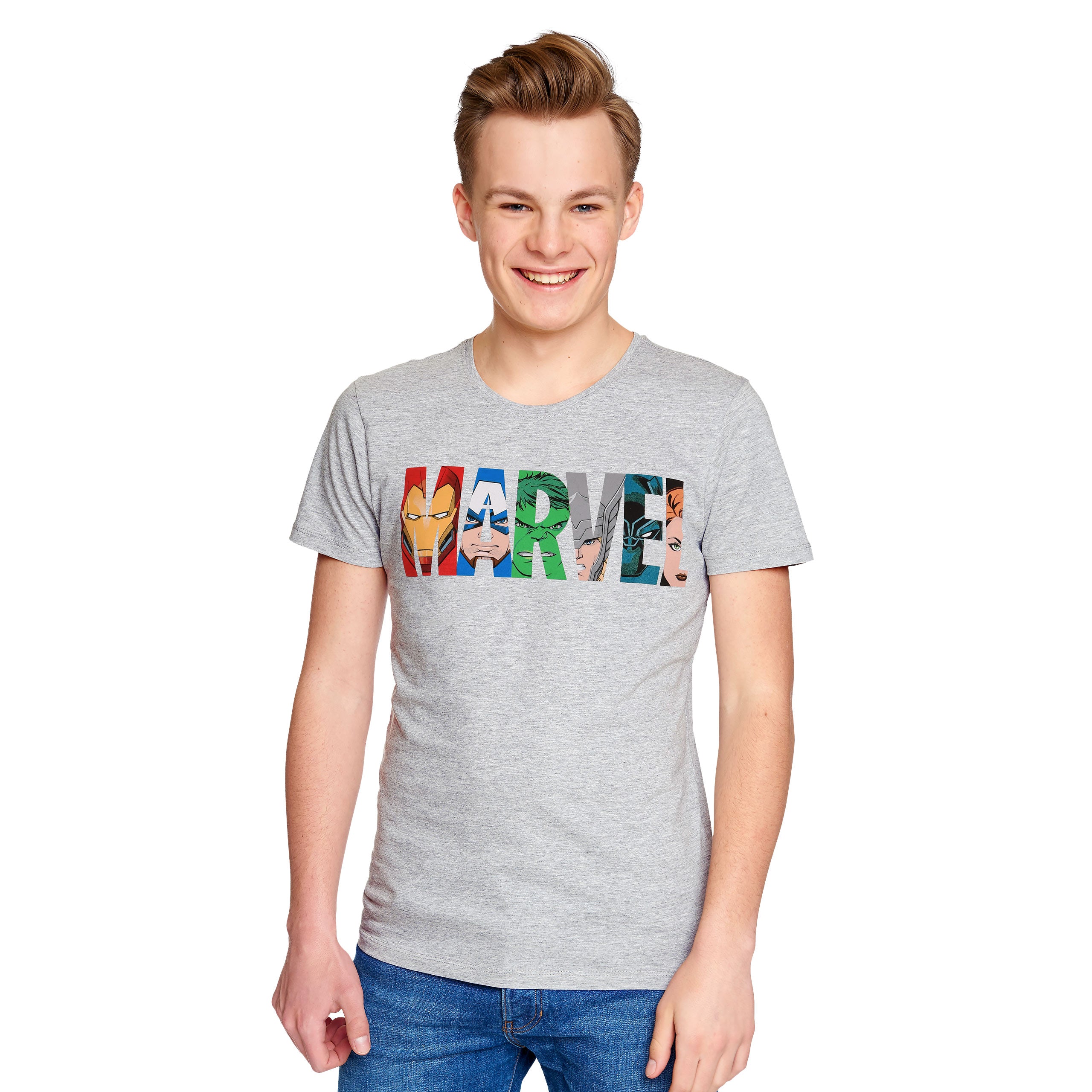 Produktbild Marvel - Logo Comic Heroes T-Shirt grau