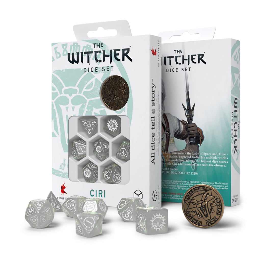 Produktbild Witcher - Ciri Lady of Space & Time RPG Würfel Set 7tlg mit Sammlermünze