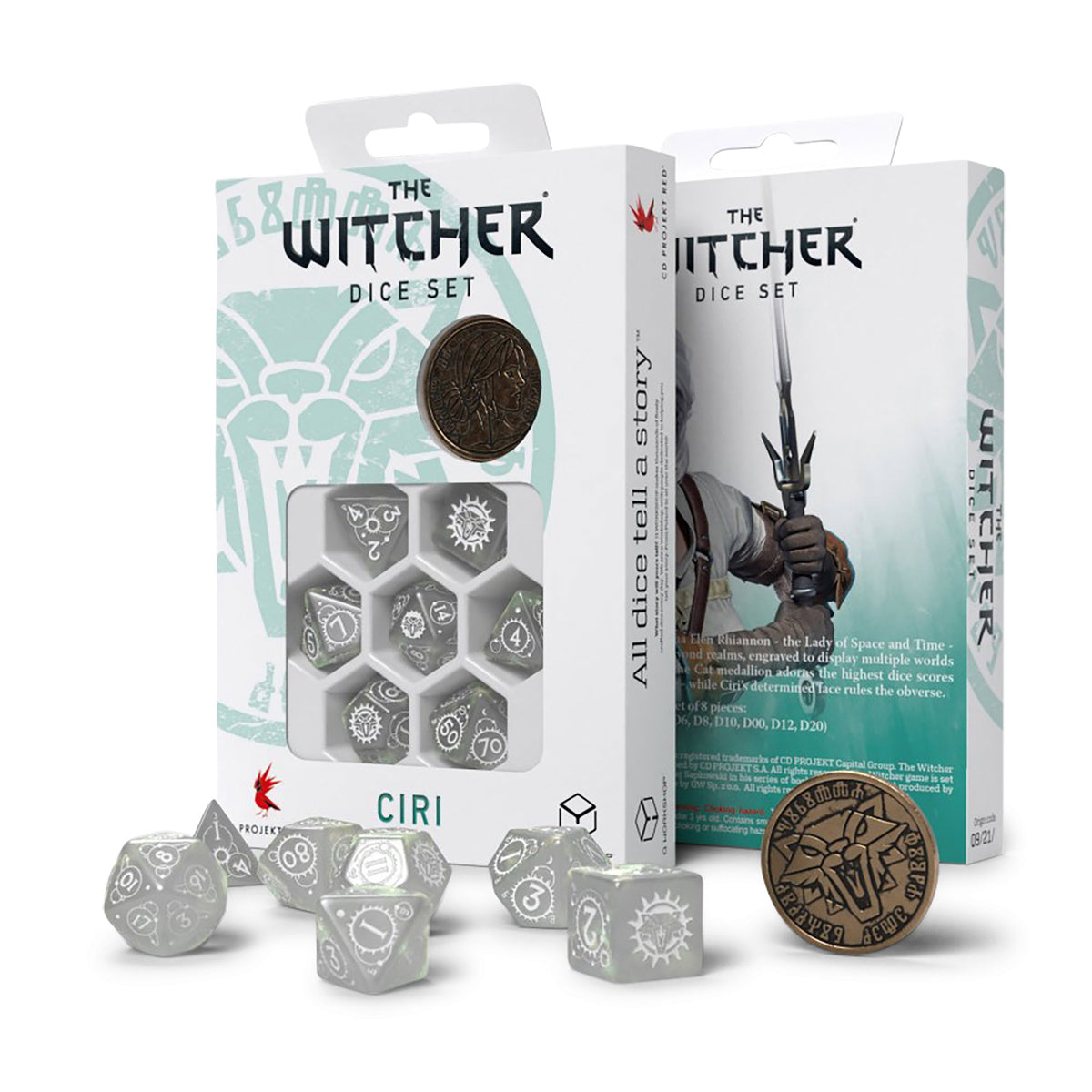 Produktbild Witcher - Ciri Lady of Space & Time RPG Würfel Set 7tlg mit Sammlermünze