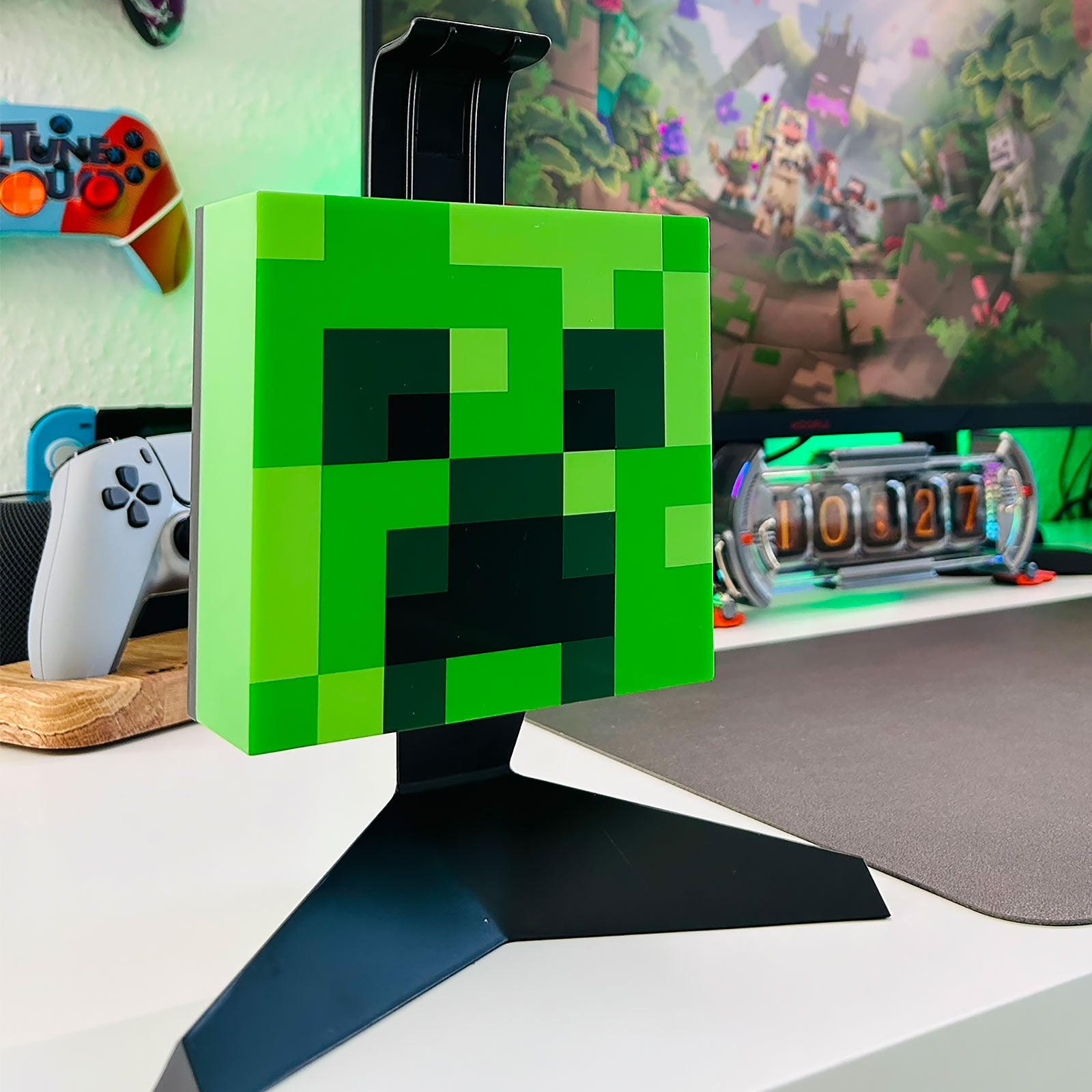 Produktbild Creeper Kopfhörer Ständer mit Licht - Minecraft