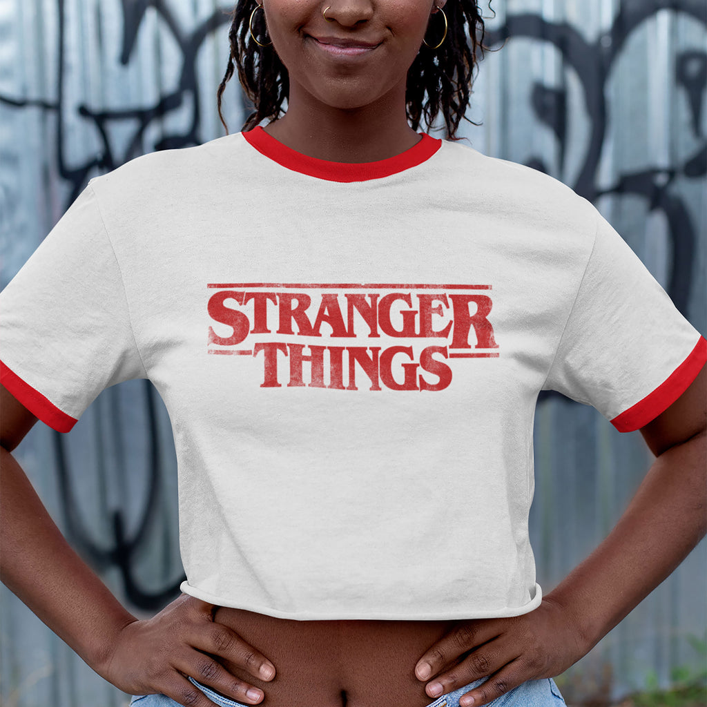 Produktbild Stranger Things - Distressed Logo Crop Top weiß