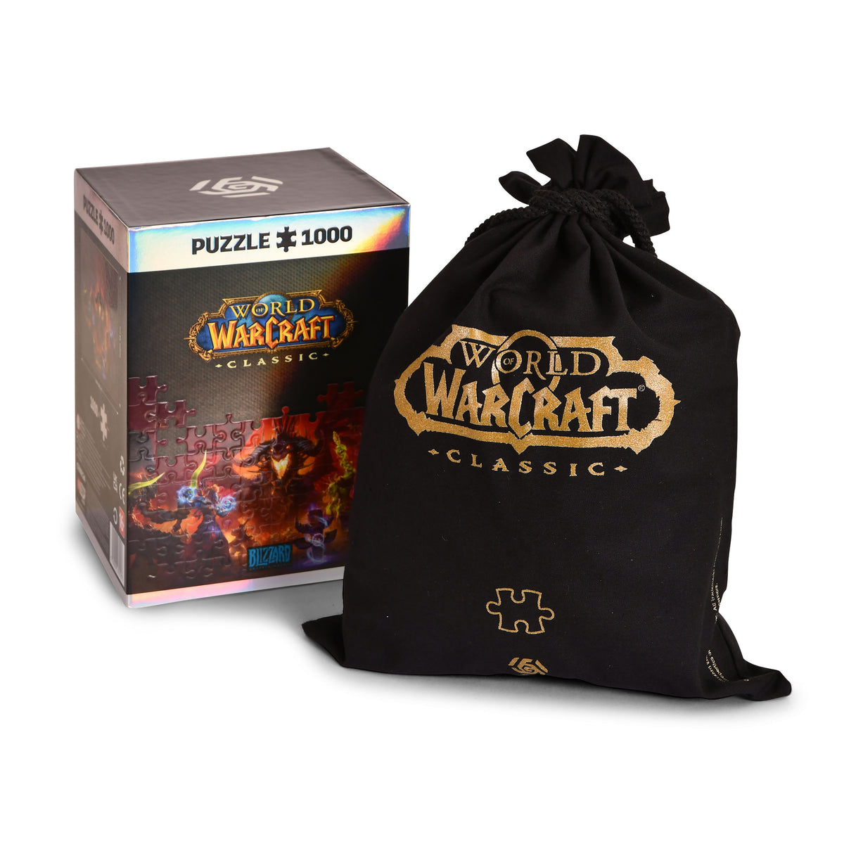 Produktbild World of Warcraft - Onyxia Puzzle mit Logo Stoffbeutel