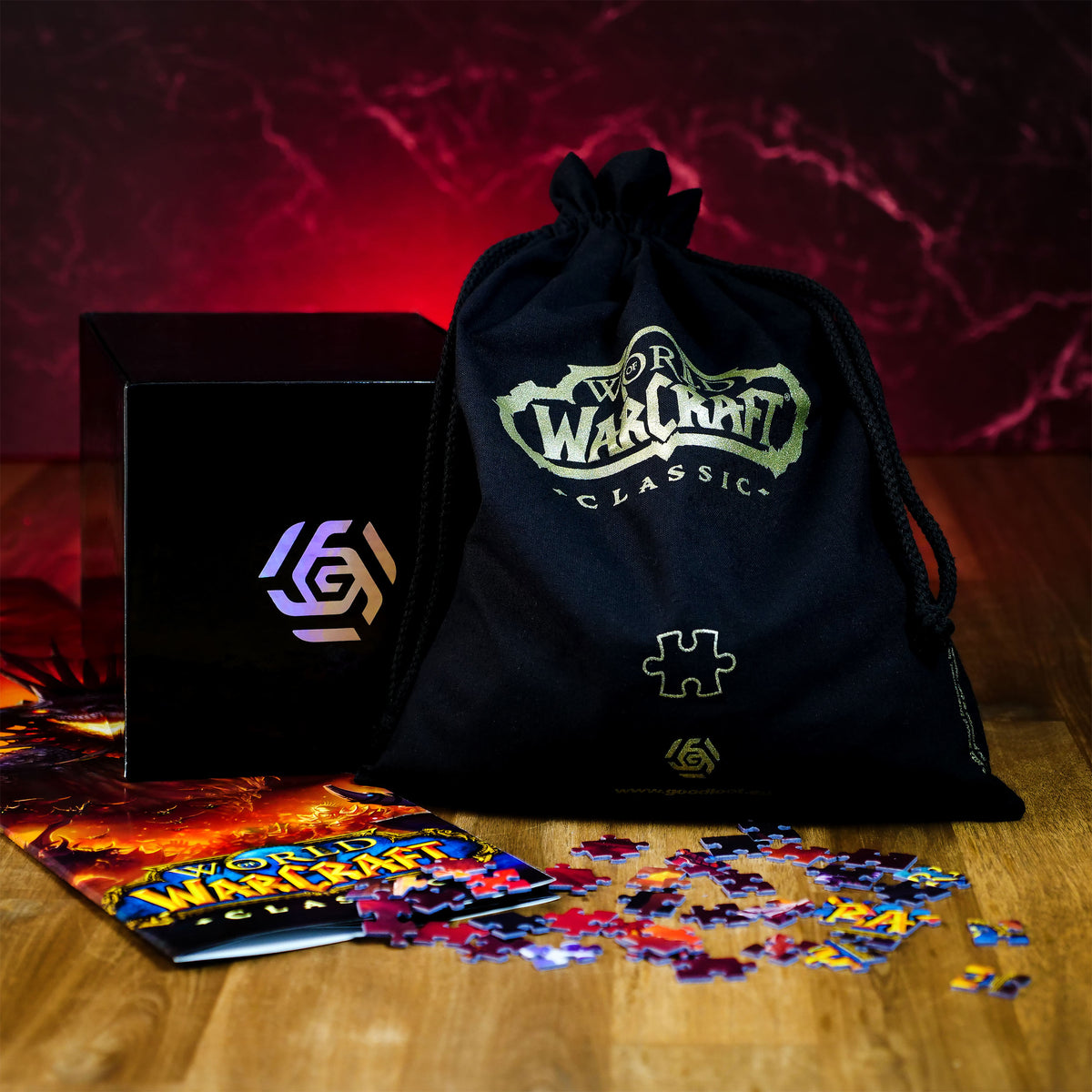Produktbild World of Warcraft - Onyxia Puzzle mit Logo Stoffbeutel