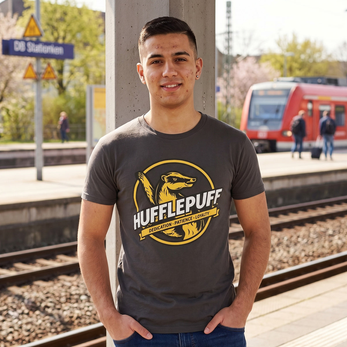 Produktbild Hufflepuff House Values T-Shirt grau - Harry Potter