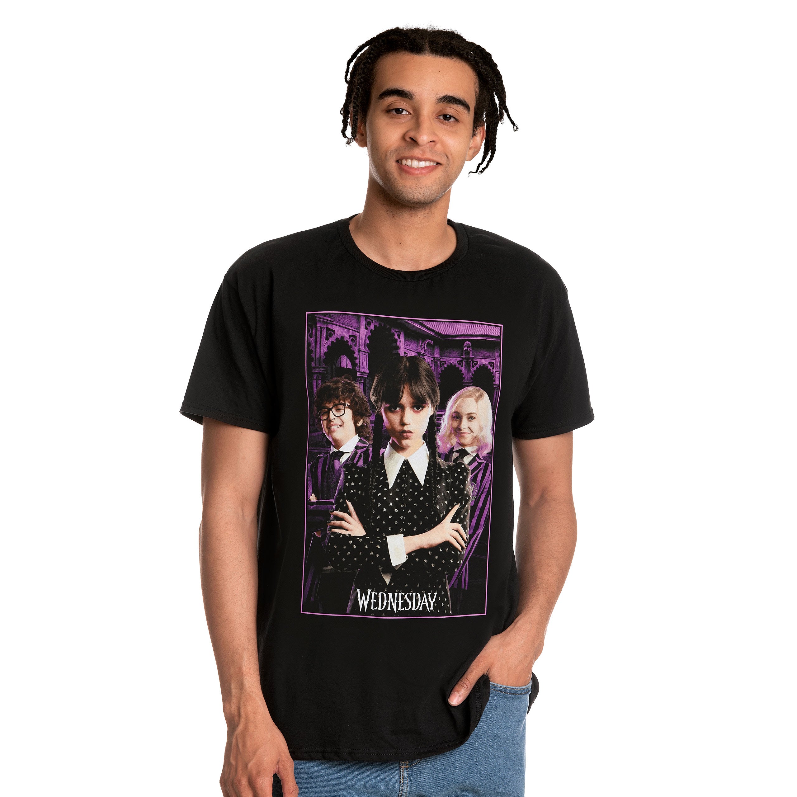 Produktbild Wednesday mit Enid und Eugene Collage T-Shirt schwarz