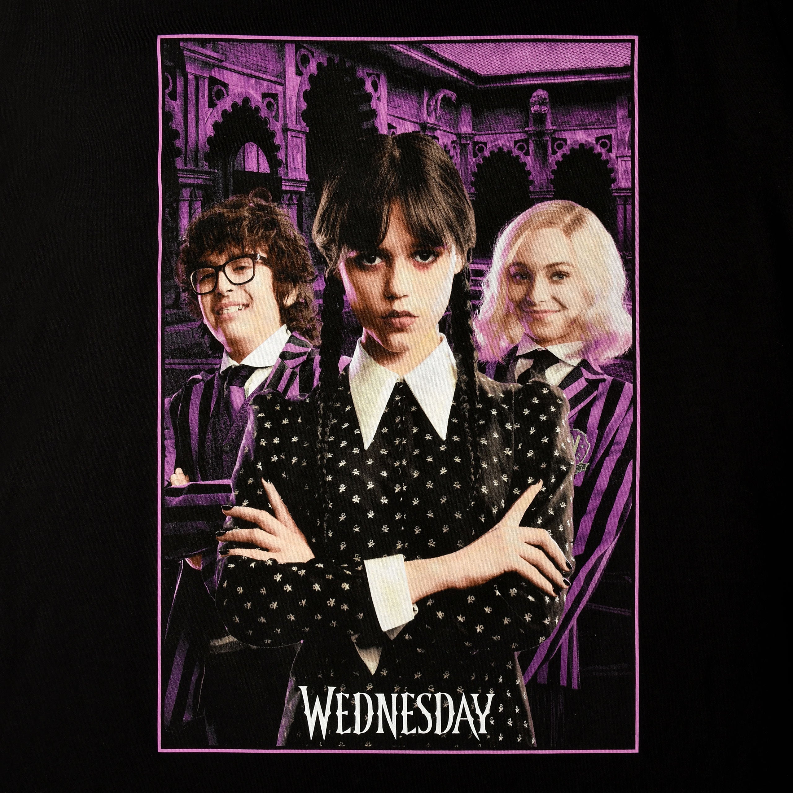 Produktbild Wednesday mit Enid und Eugene Collage T-Shirt schwarz