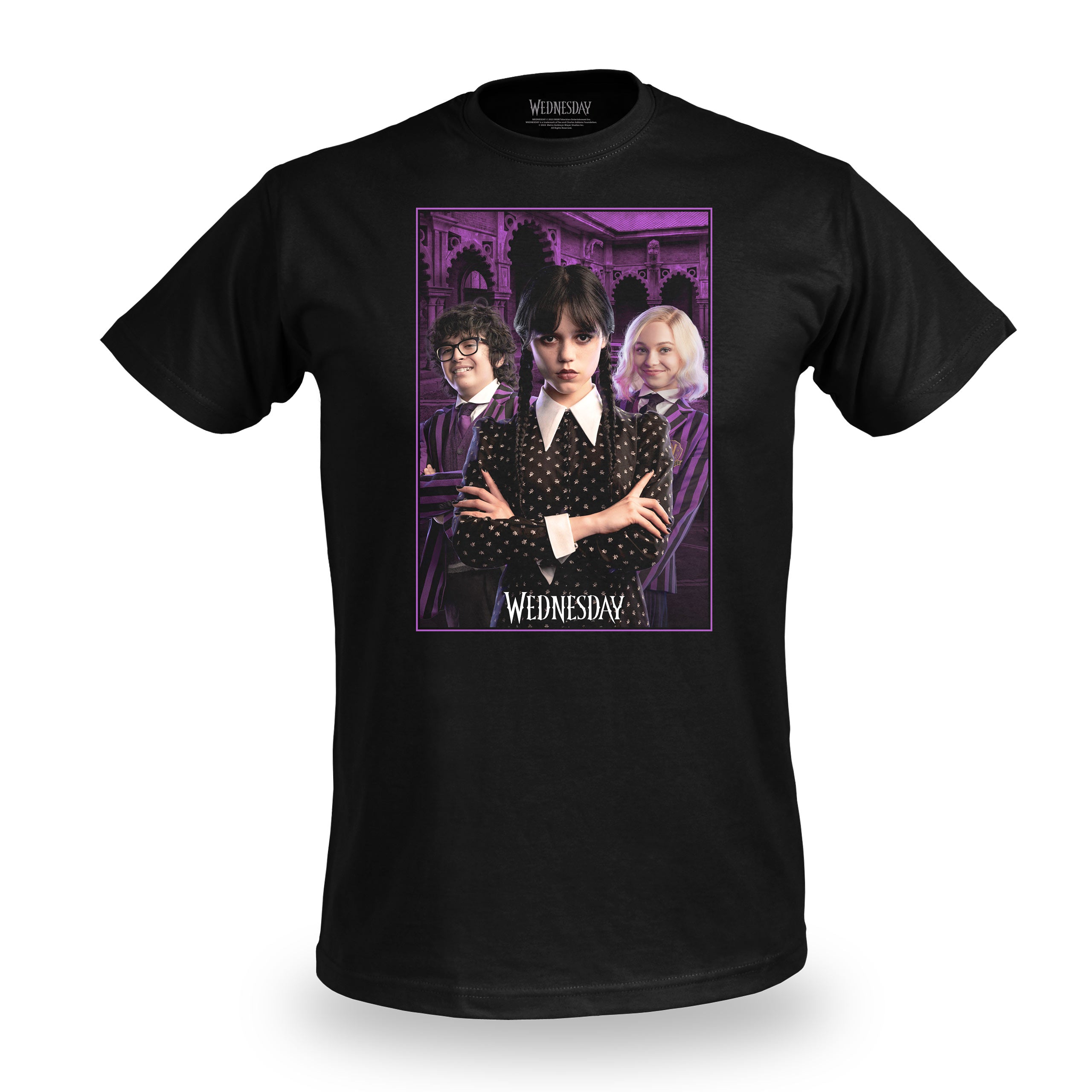 Produktbild Wednesday mit Enid und Eugene Collage T-Shirt schwarz