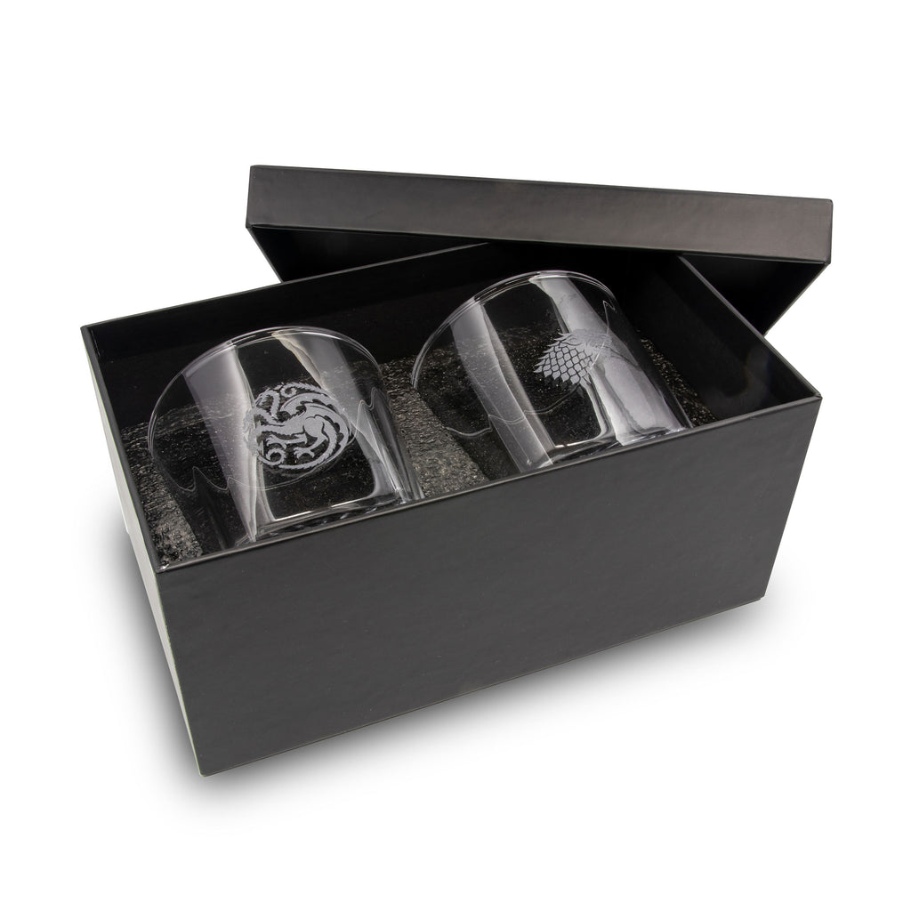 Produktbild Game of Thrones - Targaryen und Stark Wappen Gläser 2er Set