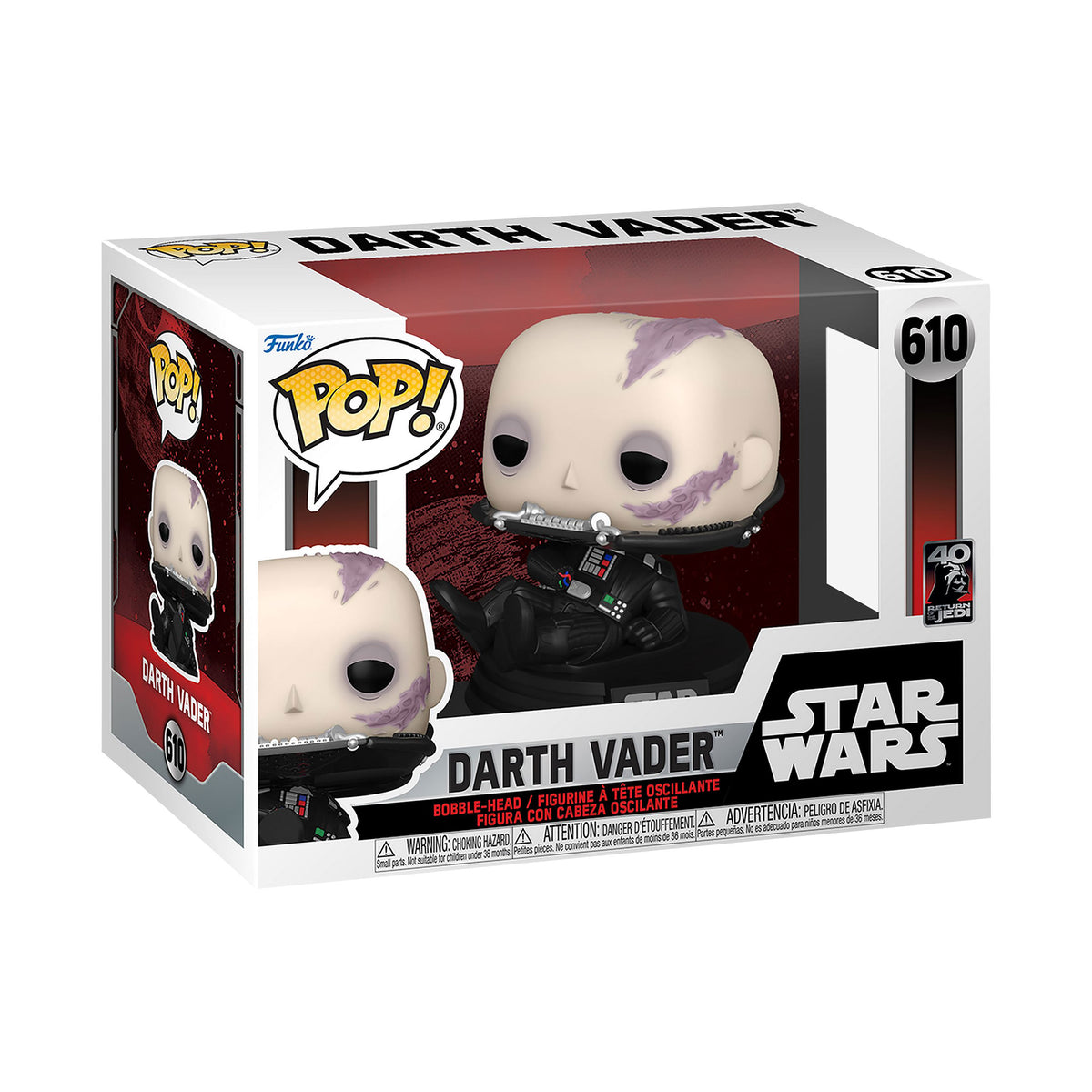 Produktbild Star Wars - Darth Vader unmaskiert 40th Anniversary Funko Pop Wackelkopf-Figur