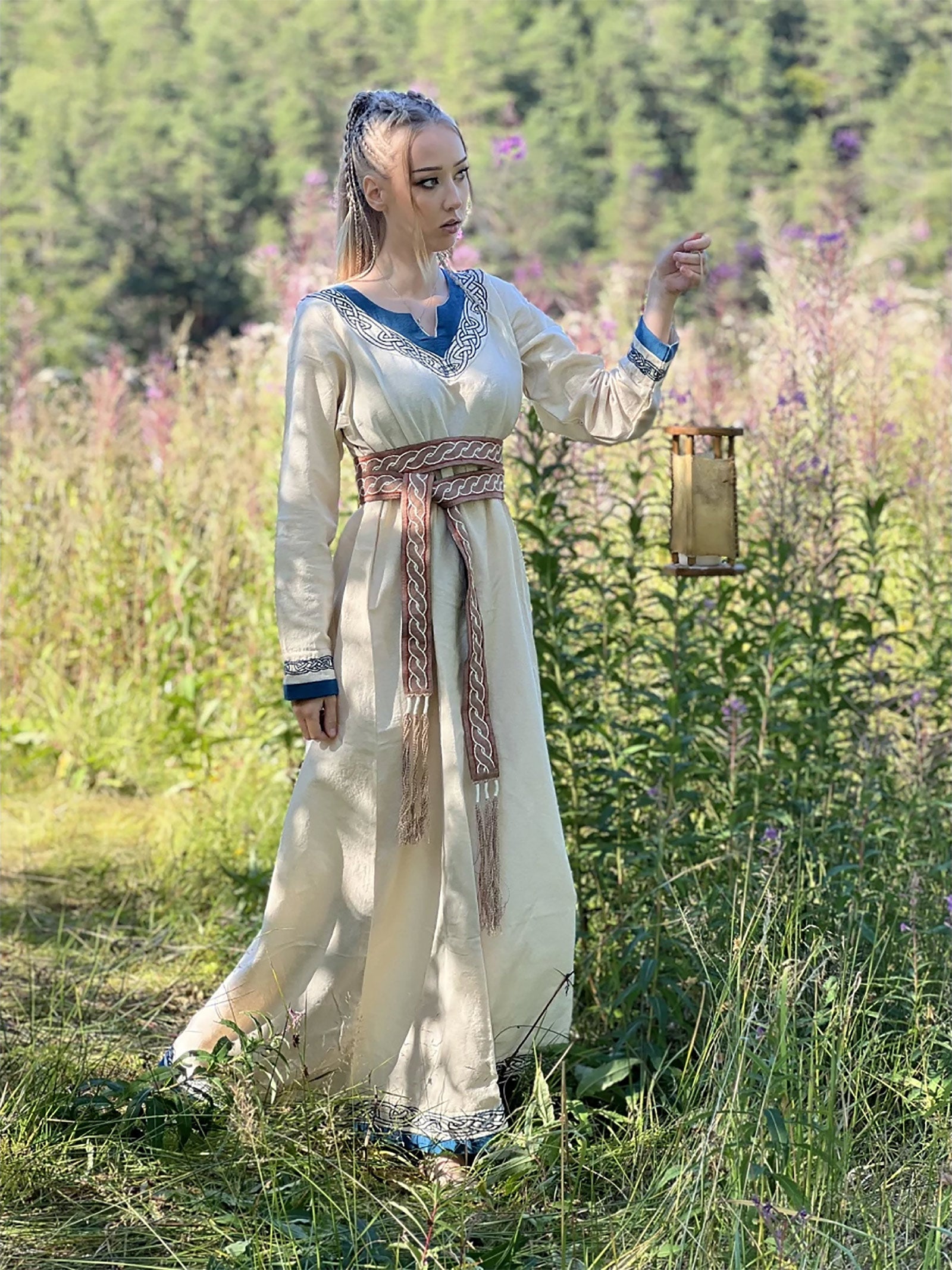 Produktbild Wikinger Kleid Lagertha beige-blau