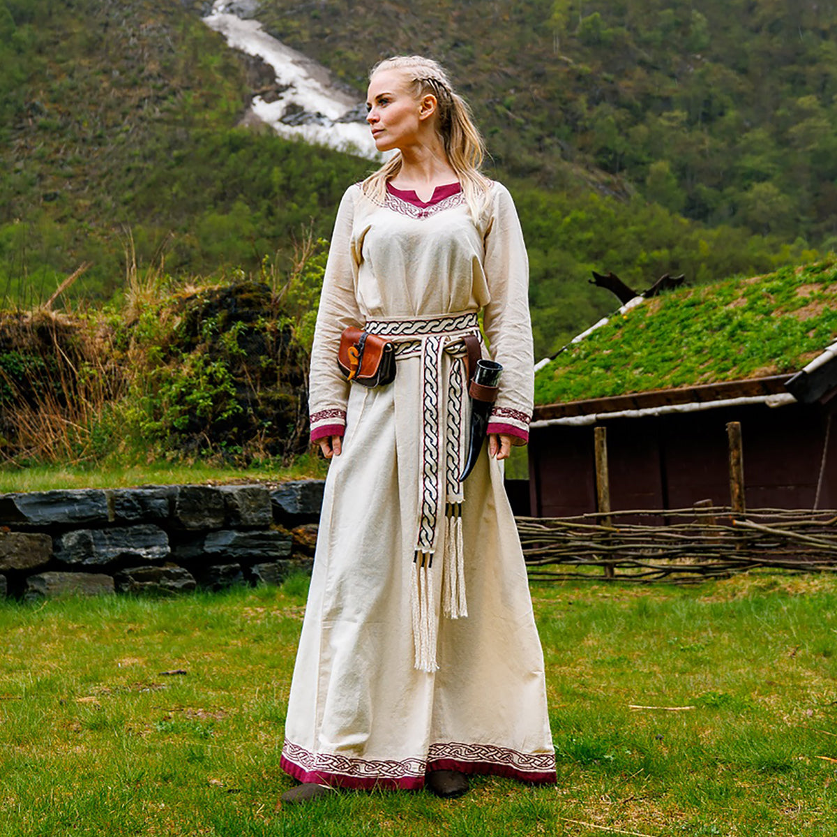 Produktbild Wikinger Kleid Lagertha beige-rot