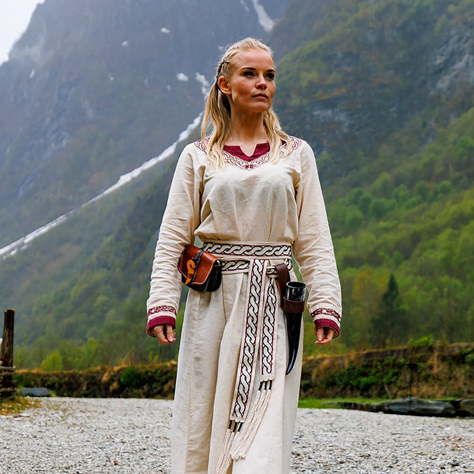 Produktbild Wikinger Kleid Lagertha beige-rot