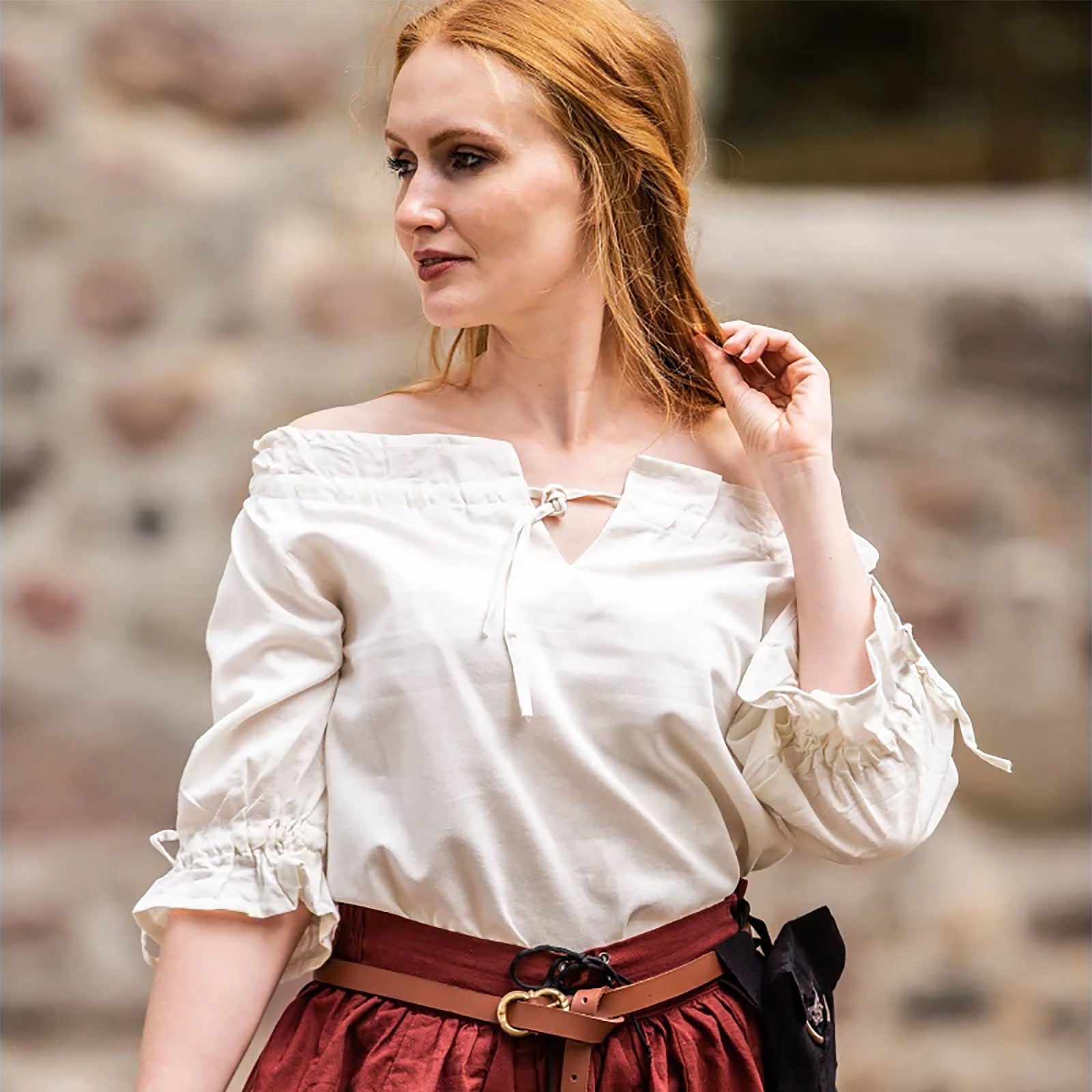 Produktbild Mittelalter Bluse Kurzarm Vera Beige