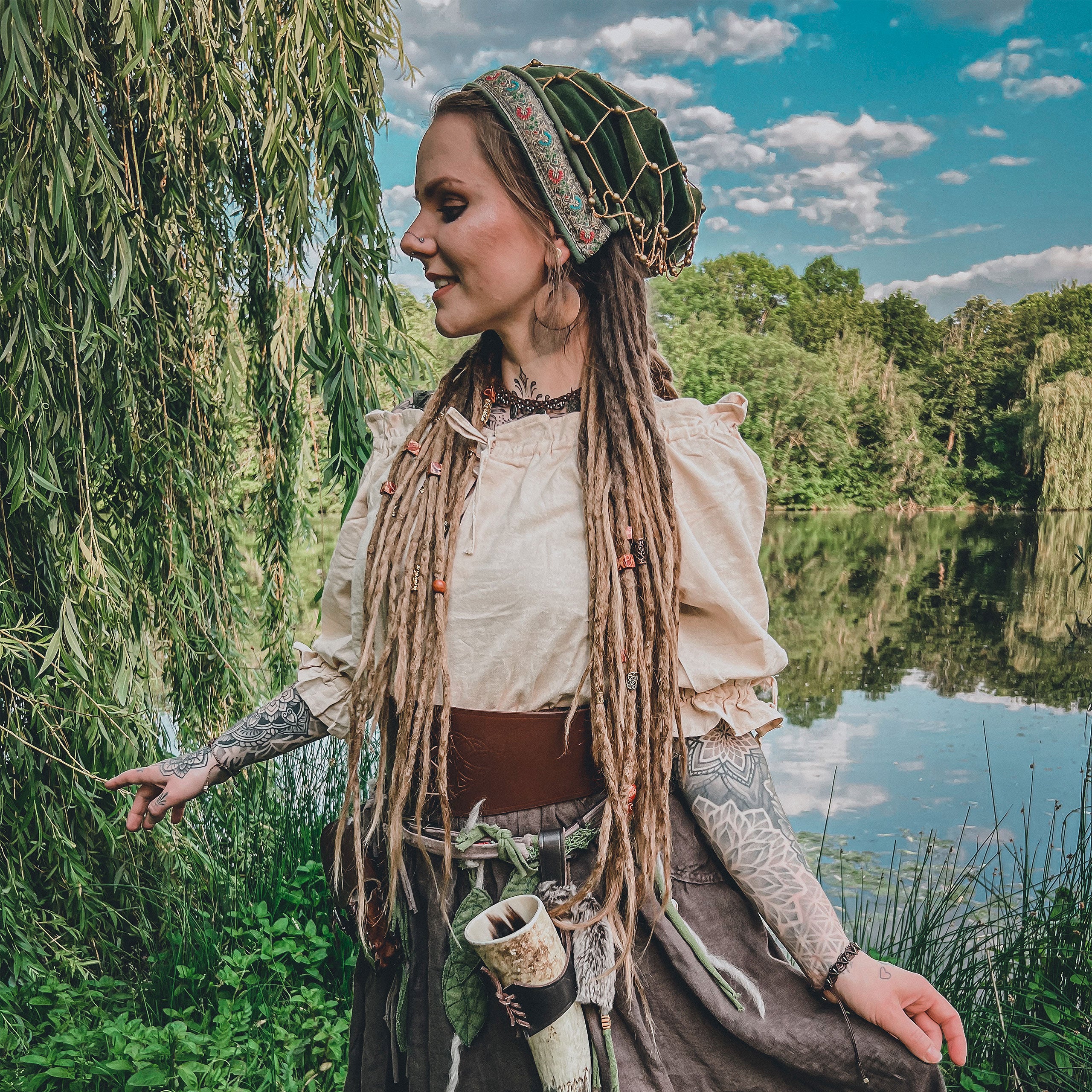 Produktbild Mittelalter Bluse Kurzarm Vera hanf