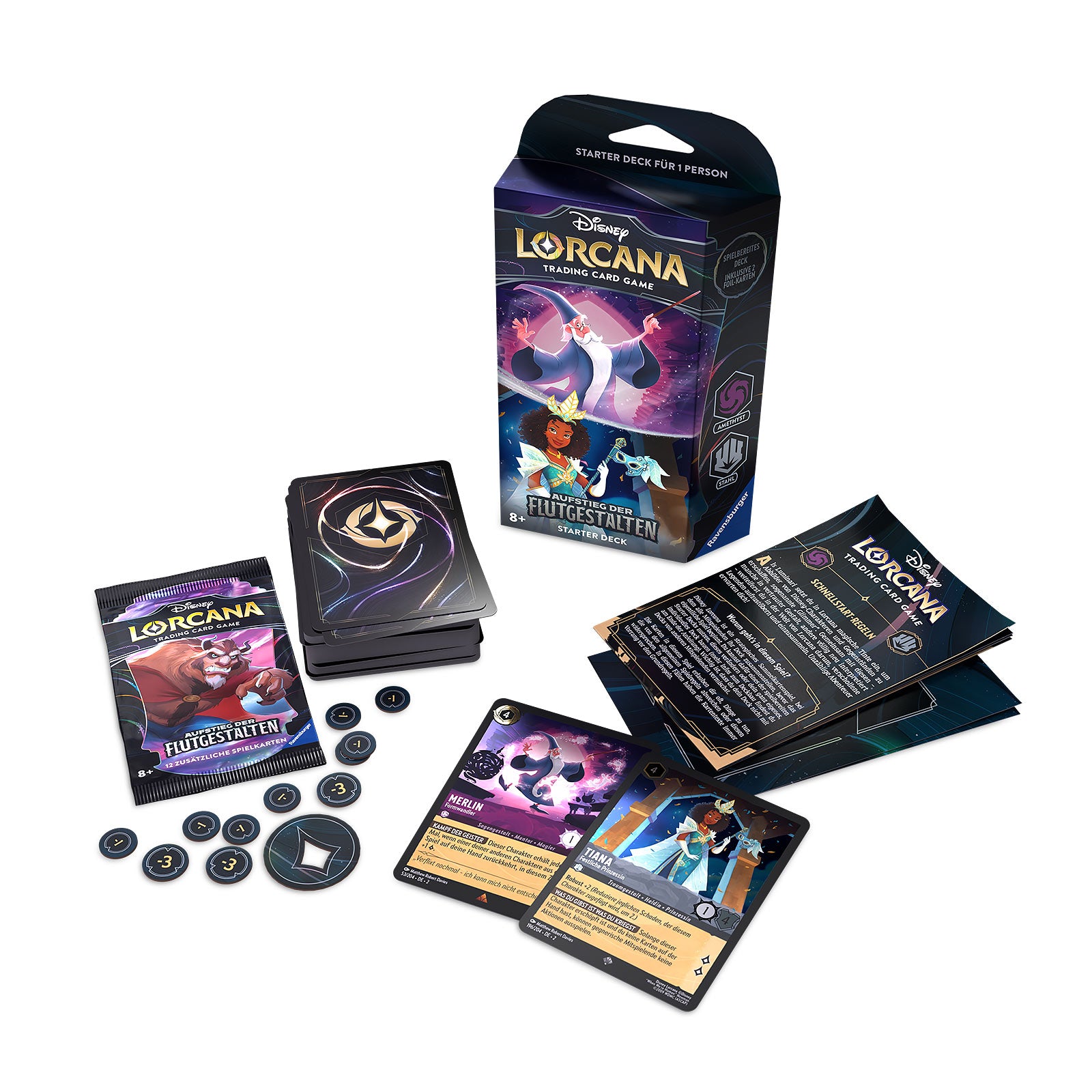 Product image Disney Lorcana Amethyst and Steel Starter Set - Rise of the Tide Shapes Trading Card Game