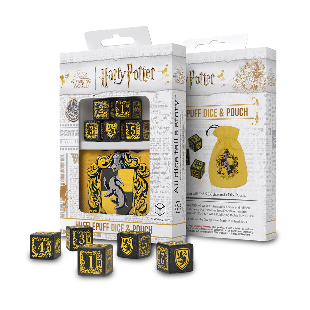 Produktbild Harry Potter - Hufflepuff RPG Würfel Set 5tlg mit Würfelbeutel gelb