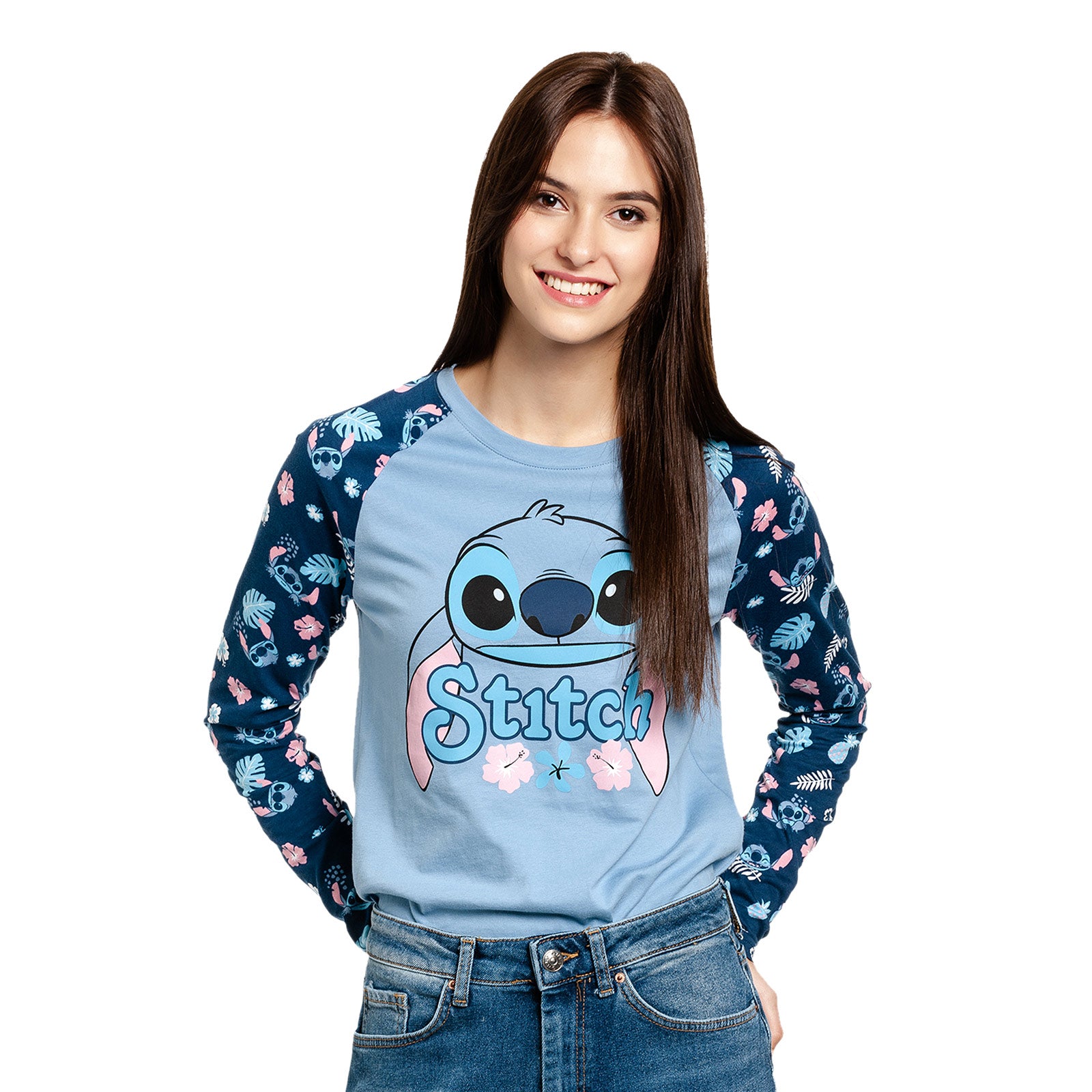 Produktbild Lilo & Stitch - Weird But Cute Raglan Longsleeve Damen blau