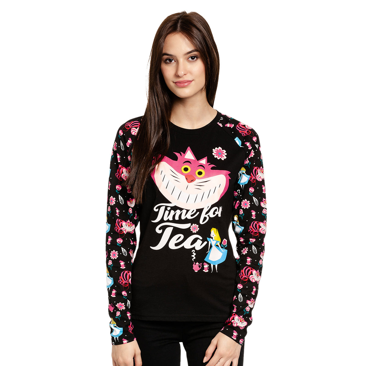 Produktbild Alice im Wunderland - Time for Tea Longsleeve Damen schwarz