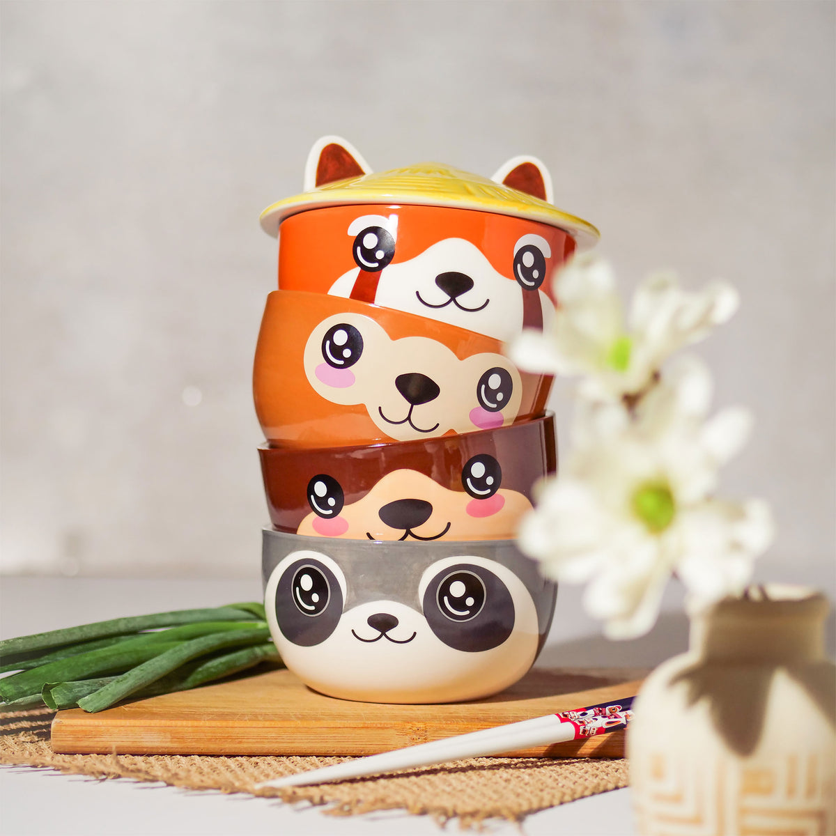 Produktbild Waschbär Kawaii Schale mit Deckel für Anime Fans