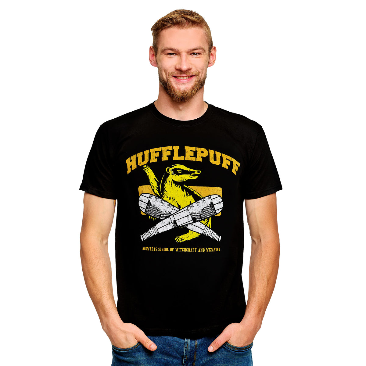 Produktbild Hufflepuff Quidditch College T-Shirt schwarz - Harry Potter