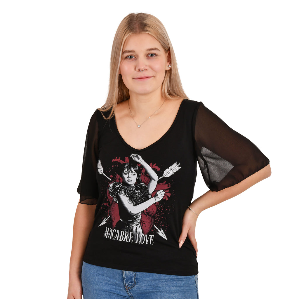 Produktbild Wednesday - Macabre Love T-Shirt mit Schmetterlingsärmeln