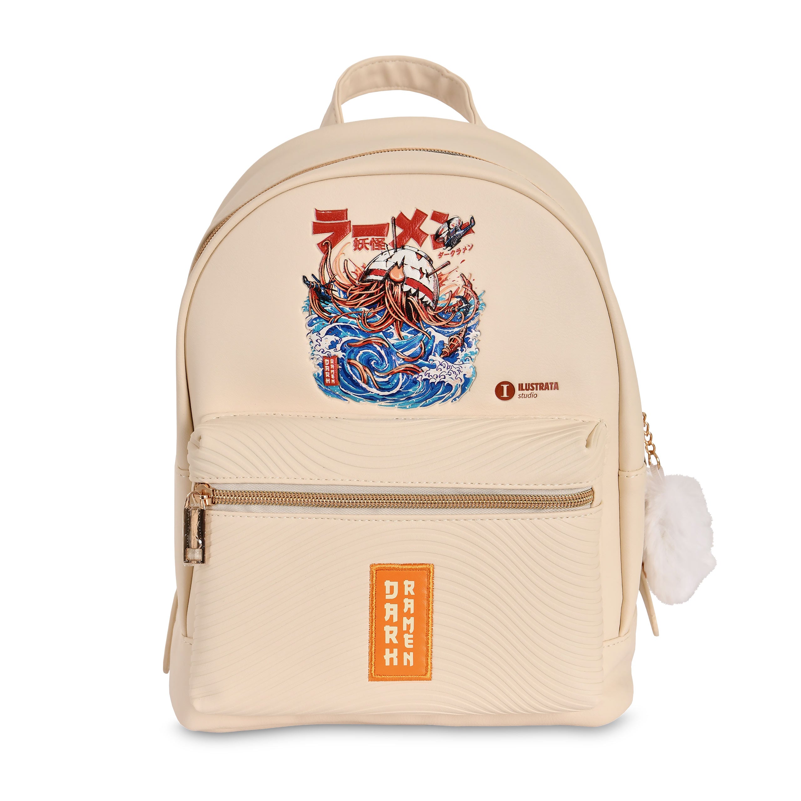 Product image Ilustrata - Dark Ramen Backpack with Pom Pom Pendant beige