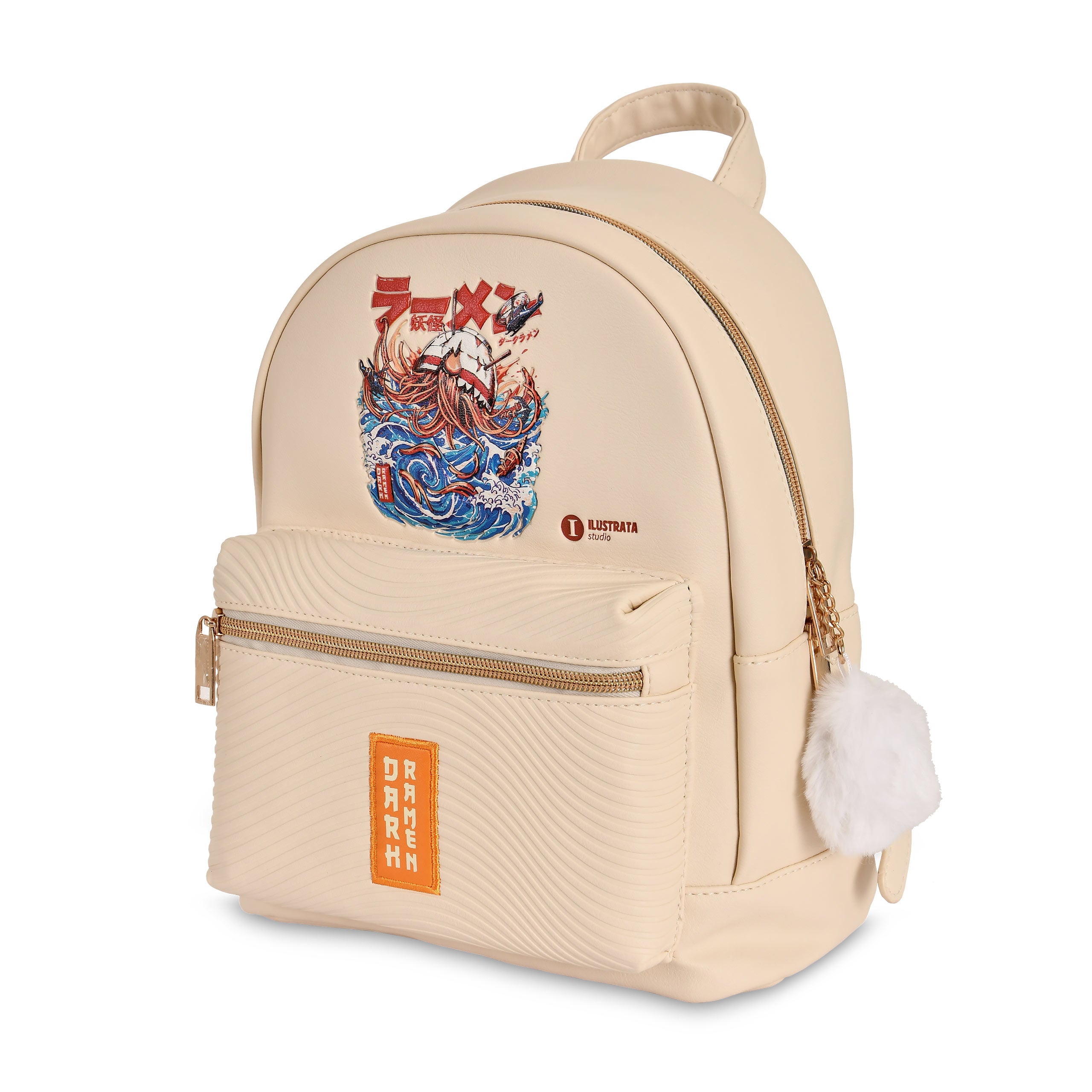 Produktbild Ilustrata - Dark Ramen Rucksack mit Pom Pom Anhänger beige