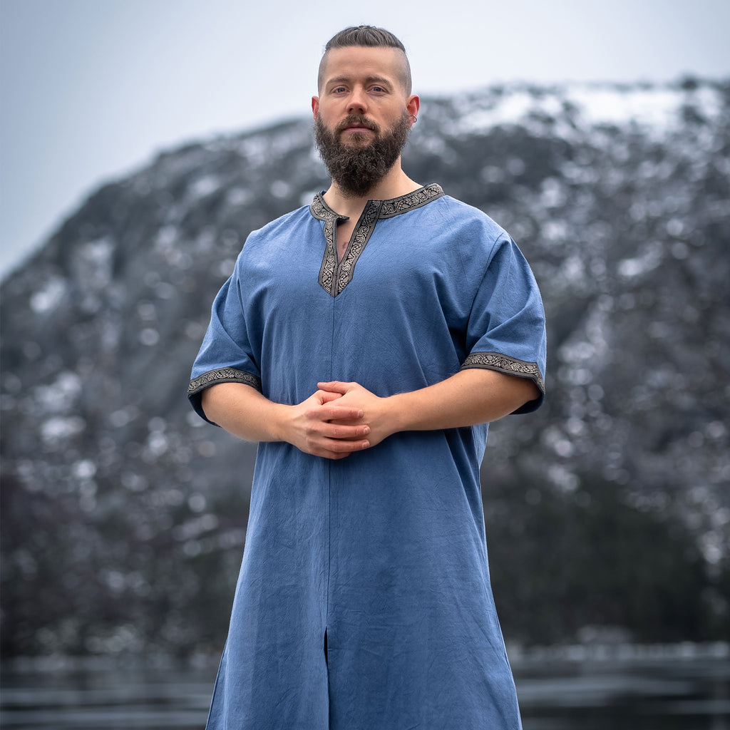Product image Medieval Tunic Short Sleeve with Border Blue