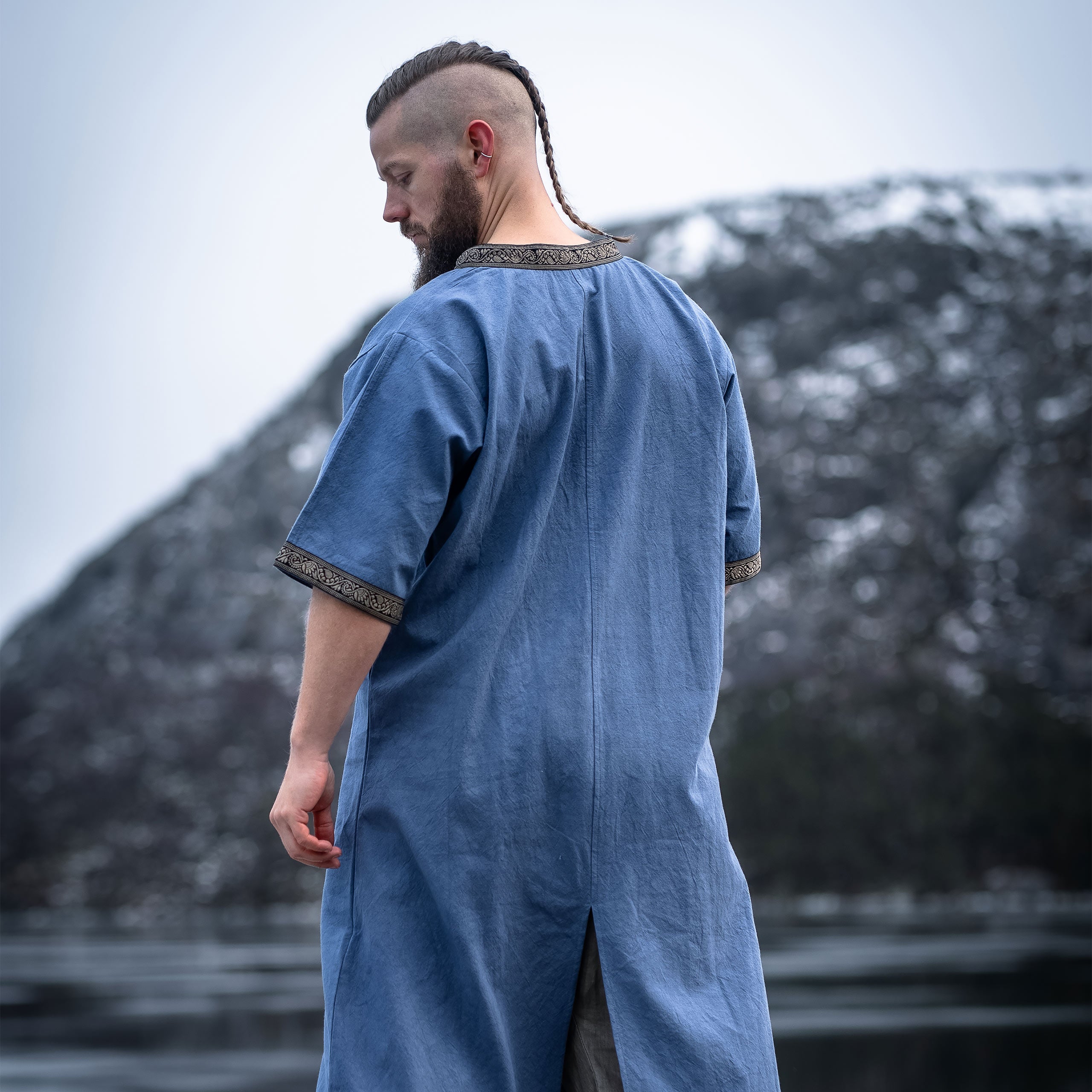 Produktbild Mittelalter Tunika Kurzarm mit Bordüre blau