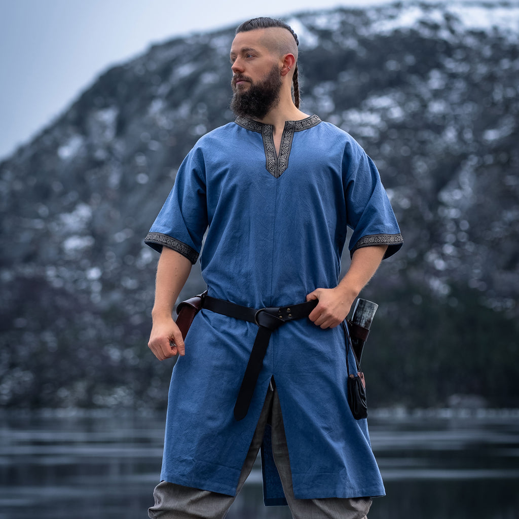 Product image Medieval Tunic Short Sleeve with Border Blue