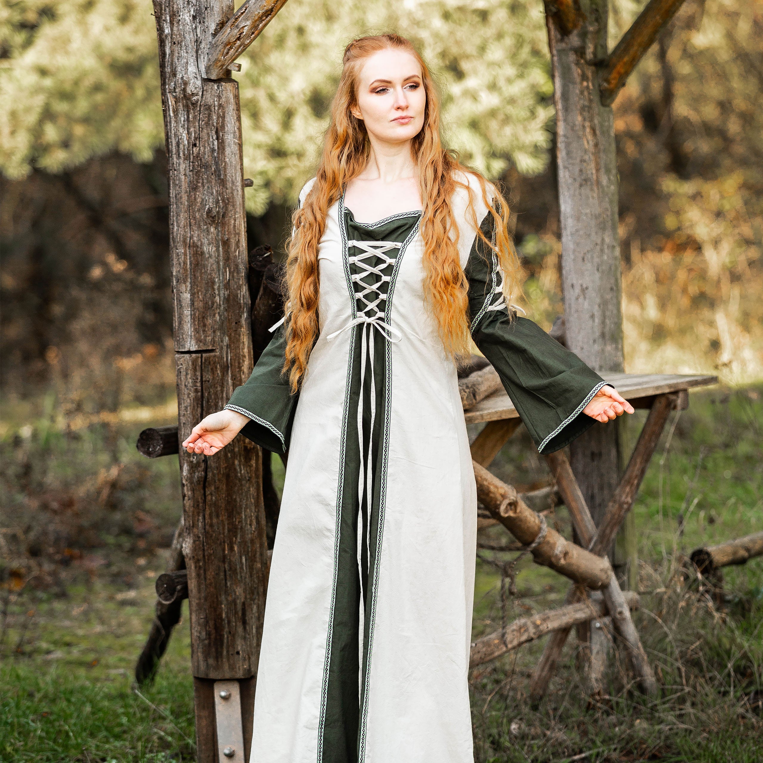 Product image Medieval dress with lacing green-nature
