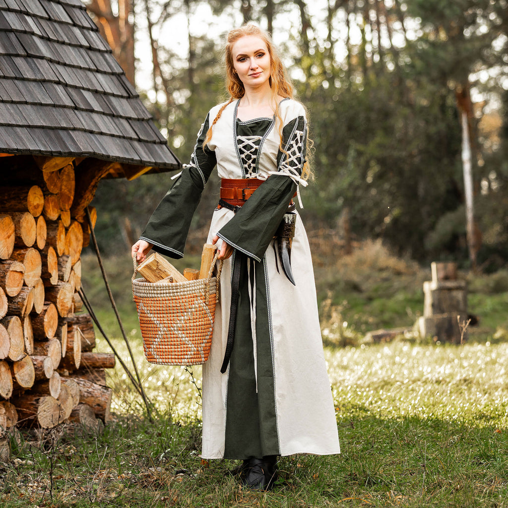 Produktbild Mittelalter Kleid mit Schnürung grün-natur