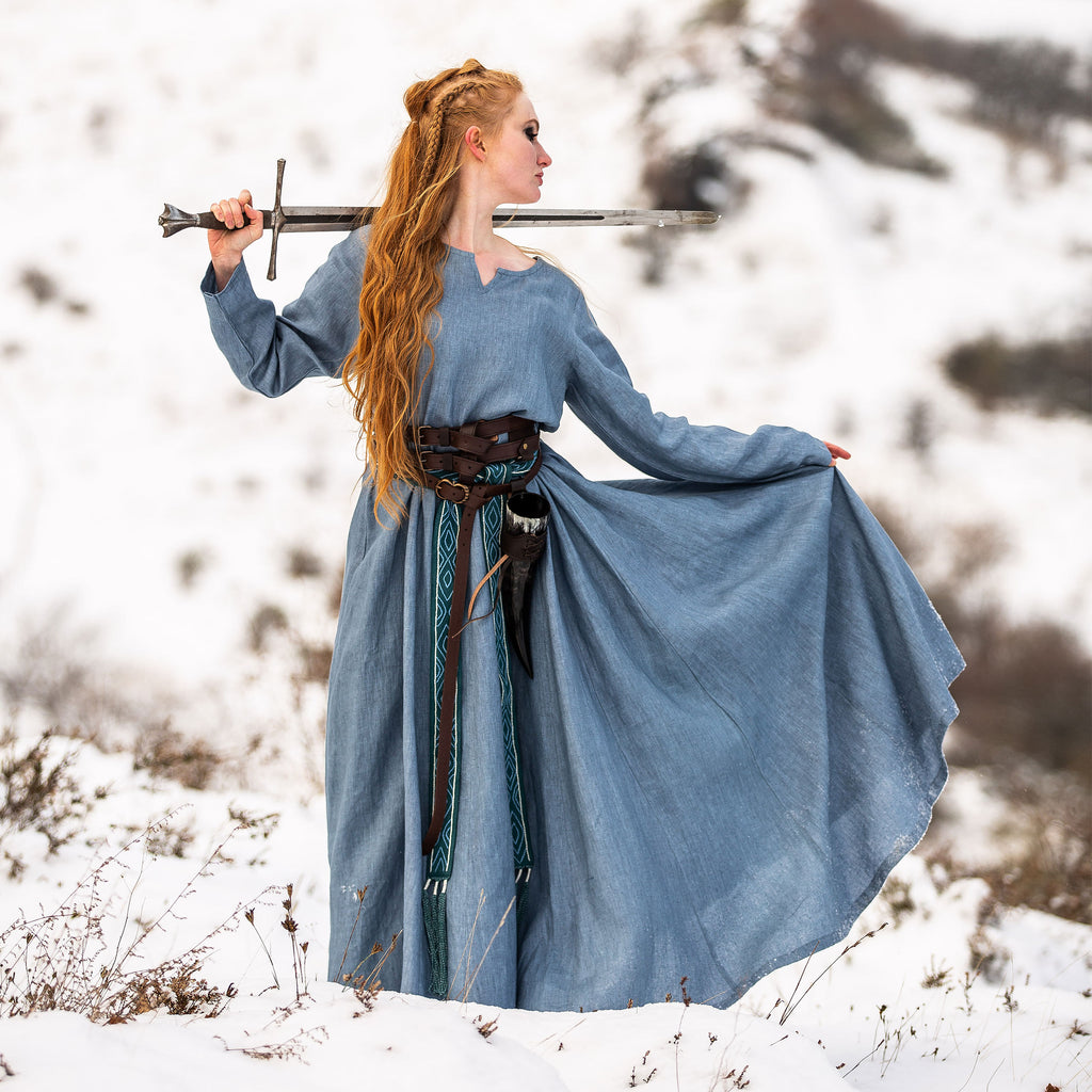 Produktbild Mittelalter Kleid Leinen blau