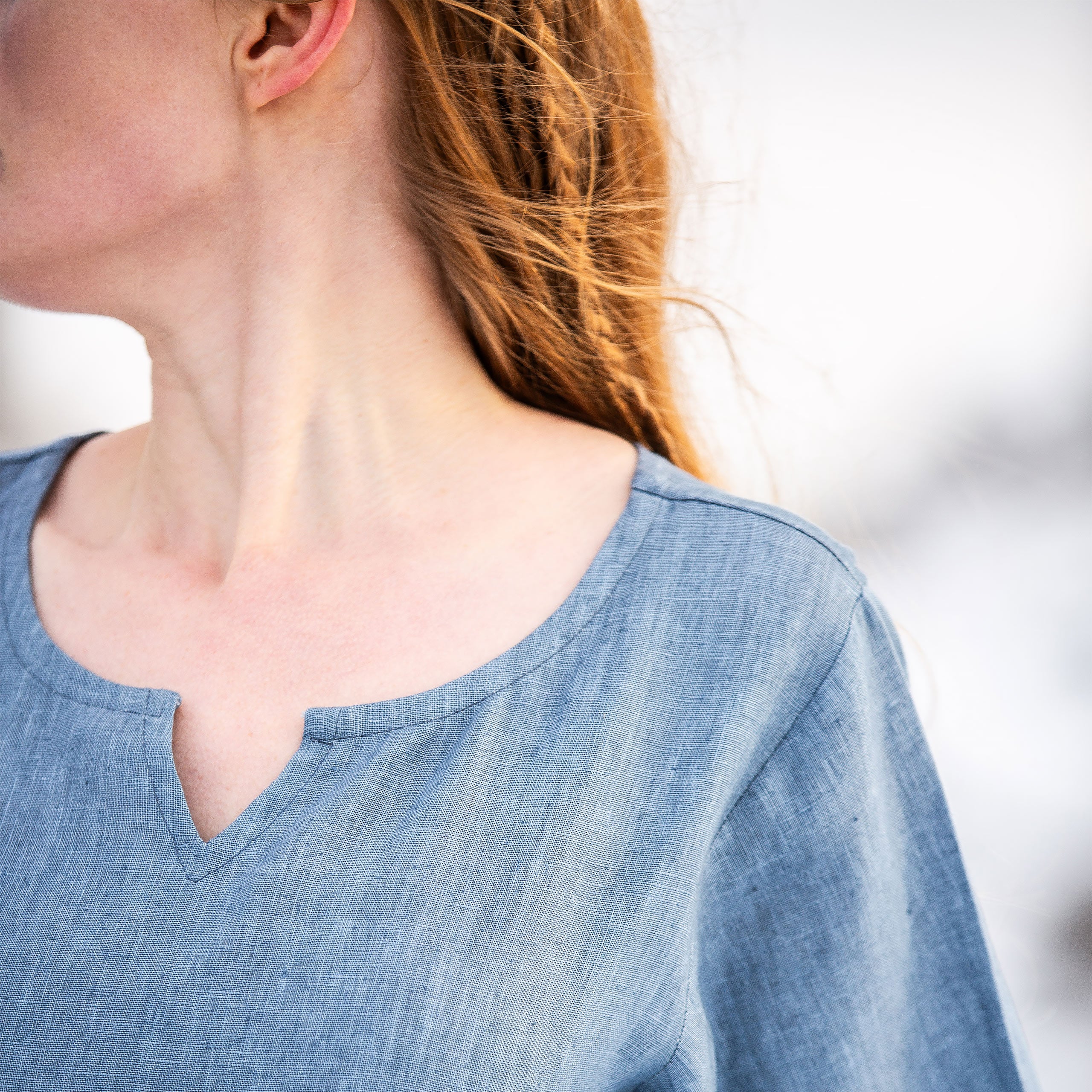 Produktbild Mittelalter Kleid Leinen blau