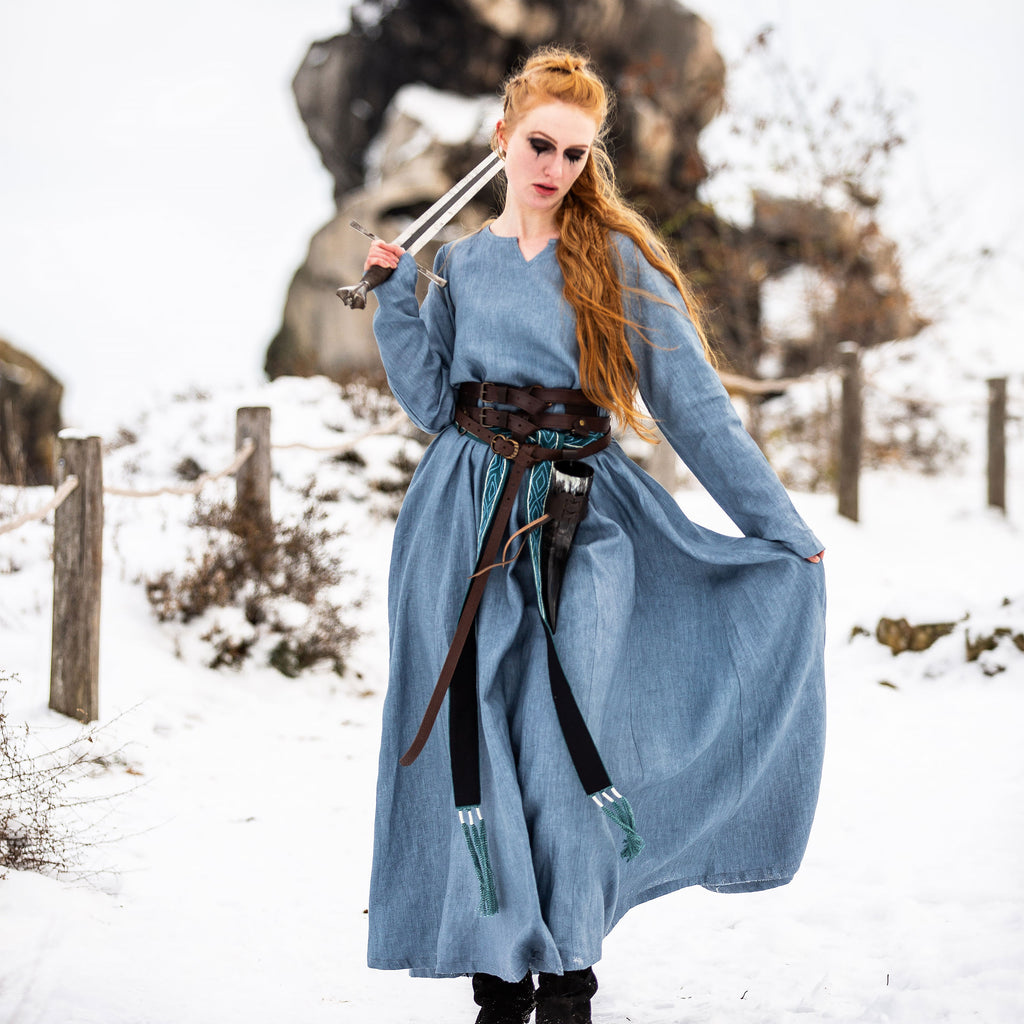 Produktbild Mittelalter Kleid Leinen blau