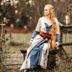 Produktbild Mittelalter Kleid mit Trompetenärmeln blau-natur