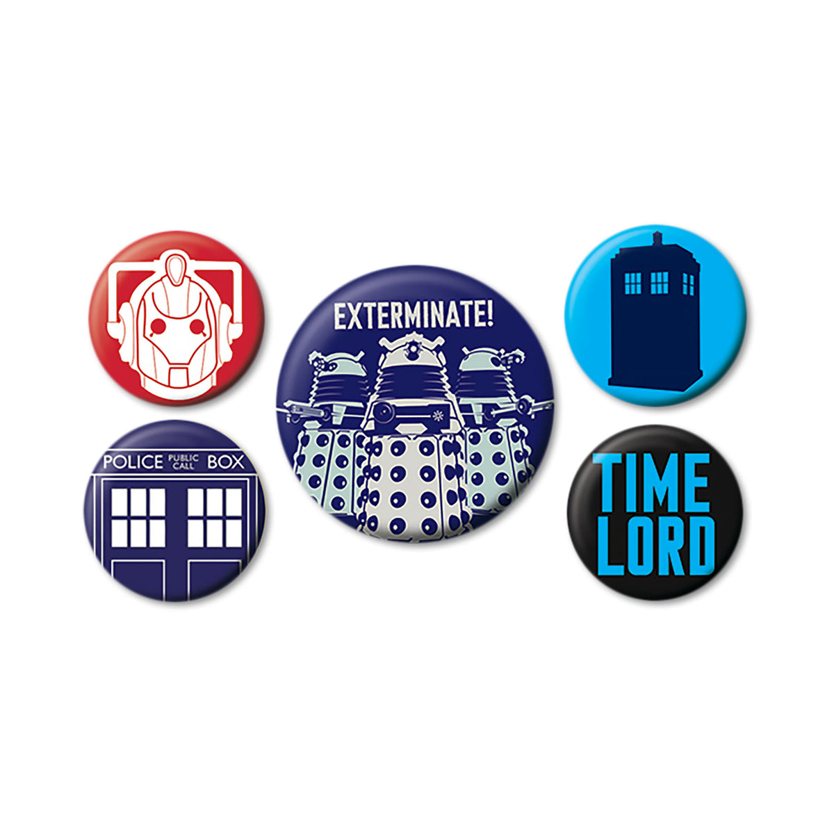 Produktbild Doctor Who - Exterminate Button 5er Set