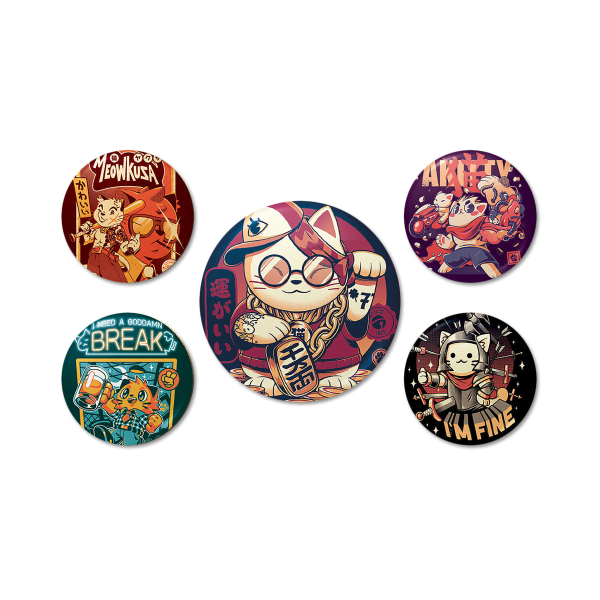 Produktbild Ilustrata - Cool Cat Button 5er Set